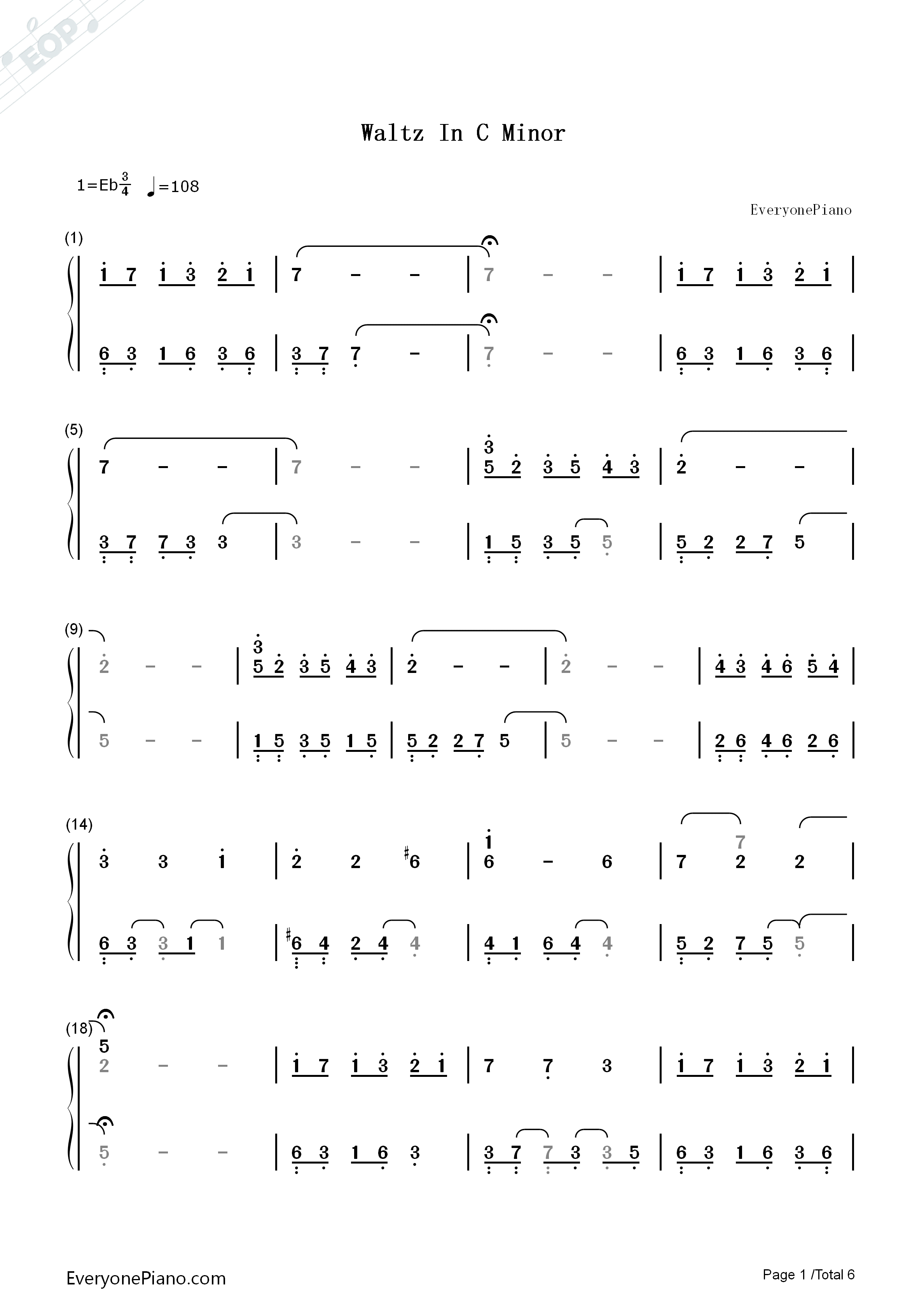 Waltz_In_C_Minor钢琴简谱_李闰珉演唱