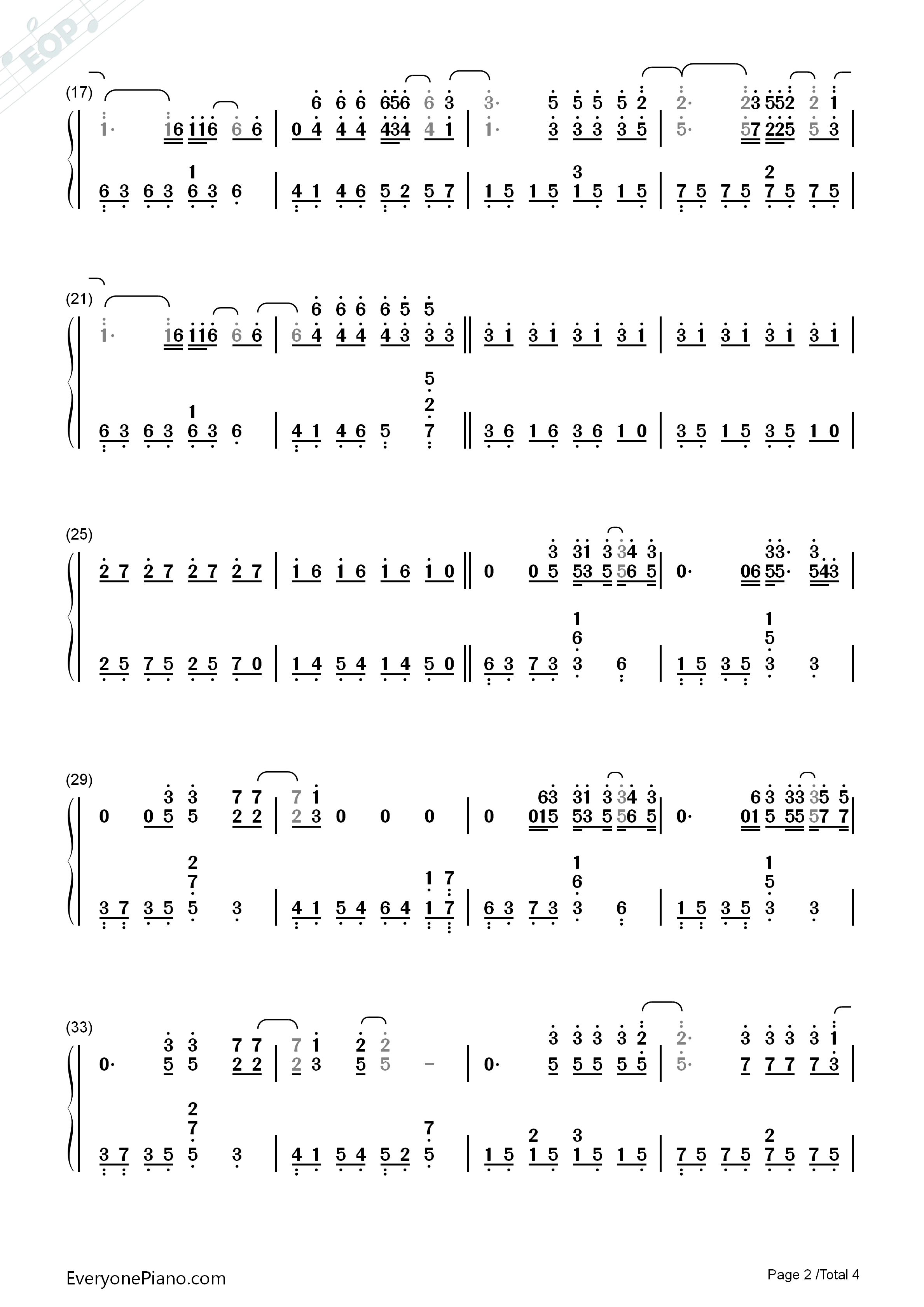 DOWN钢琴简谱_杰森·沃克__Jason_Walker演唱