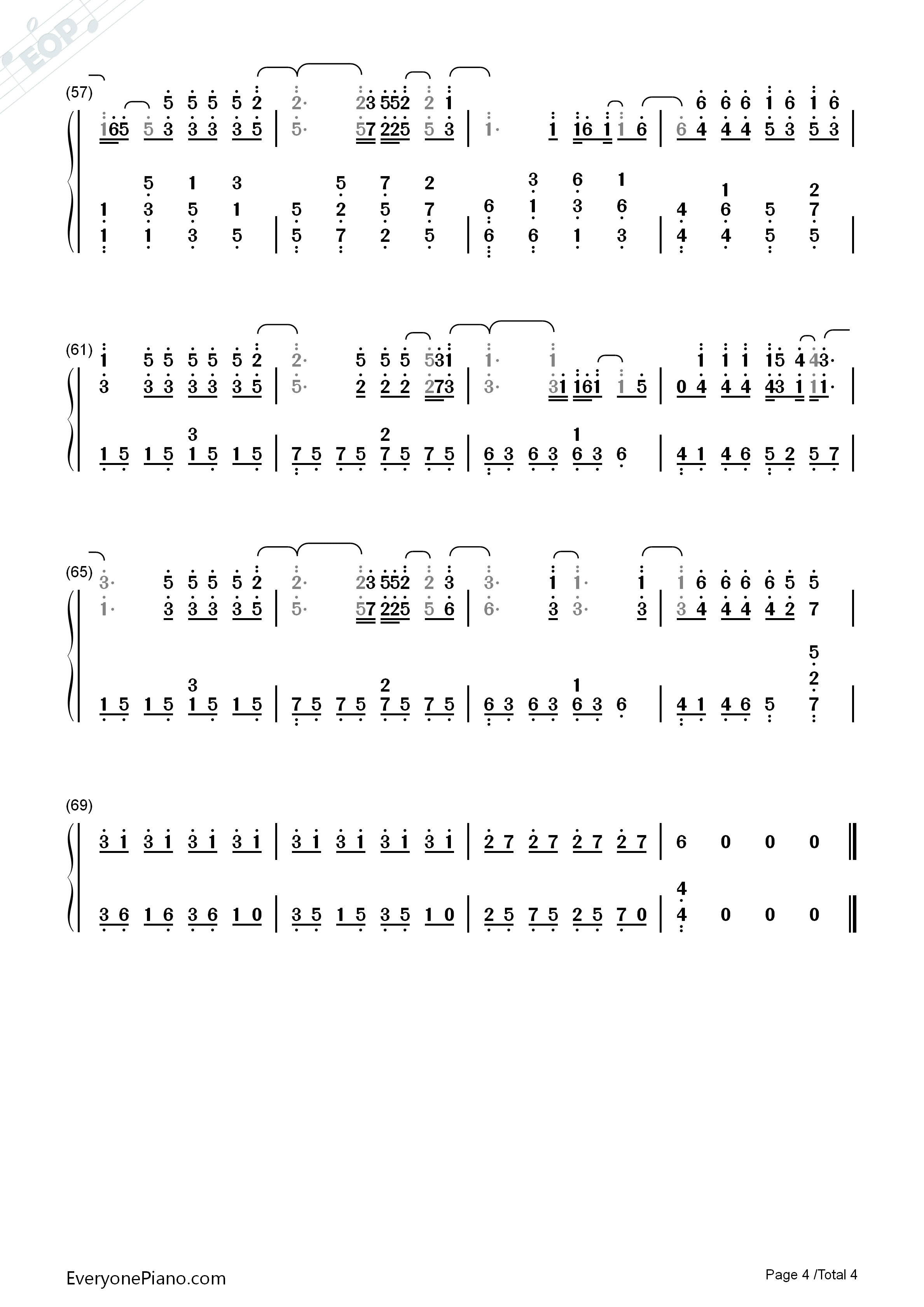 DOWN钢琴简谱_杰森·沃克__Jason_Walker演唱
