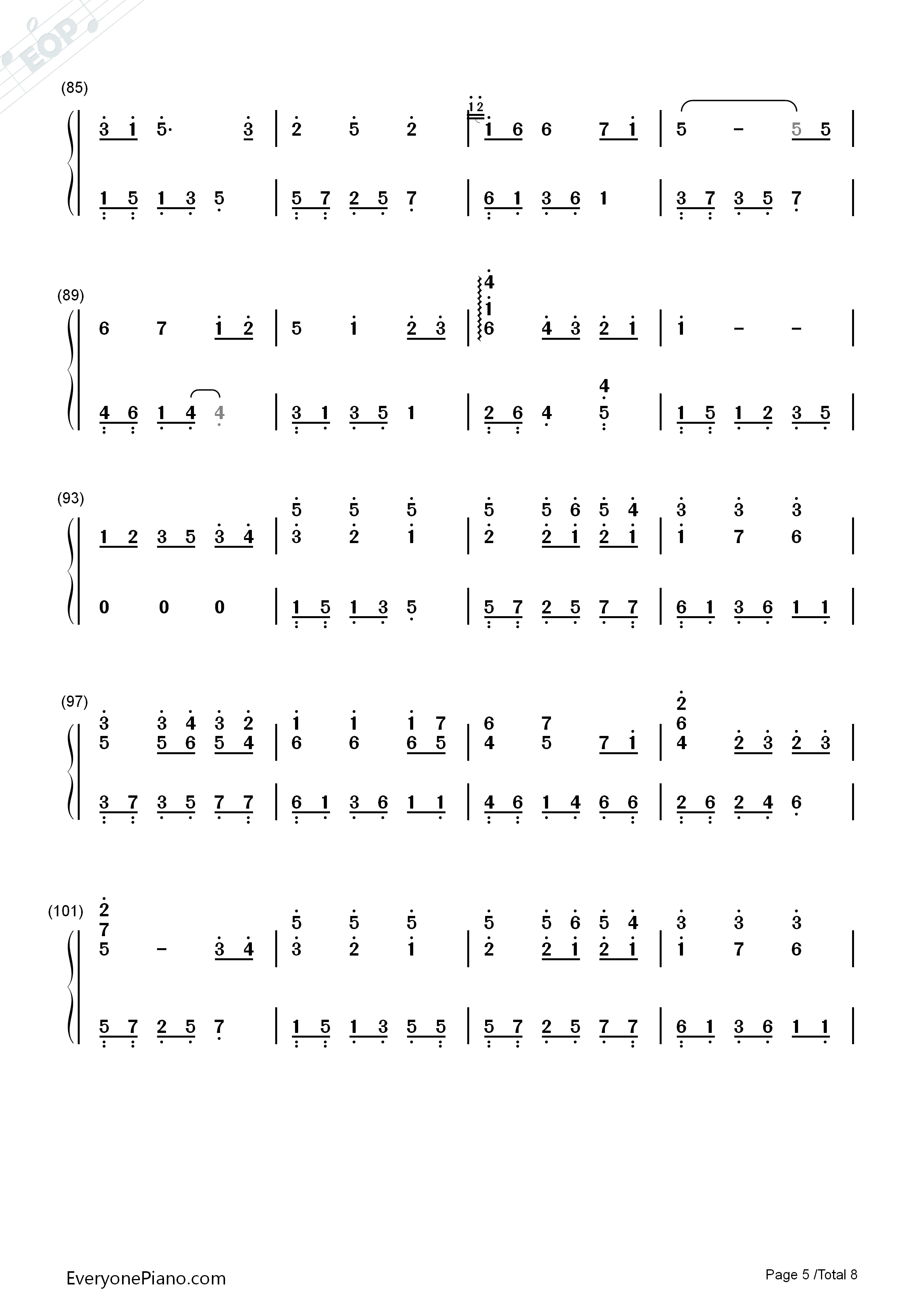 いつも何度でも钢琴简谱_木村弓演唱