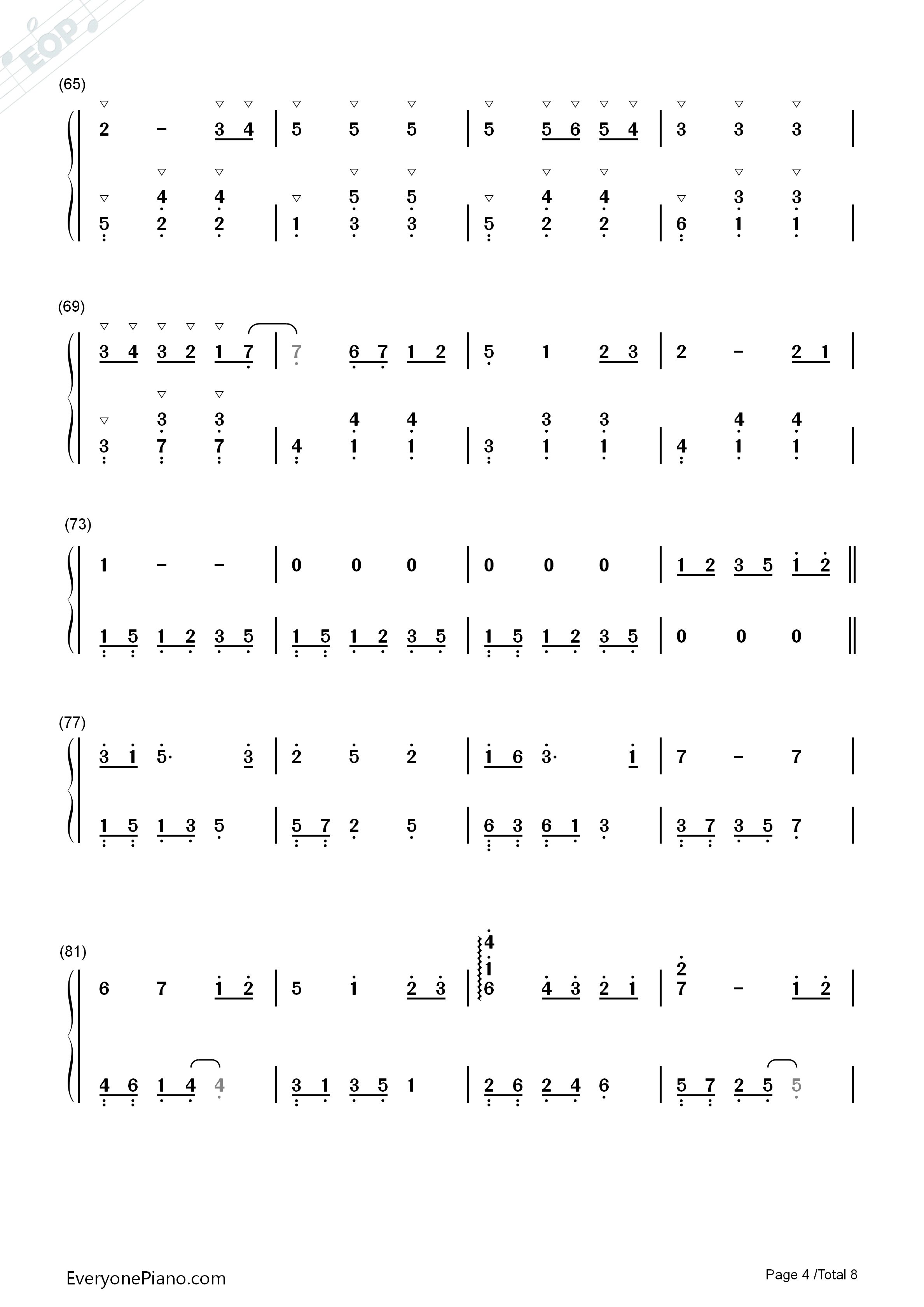 いつも何度でも钢琴简谱_木村弓演唱