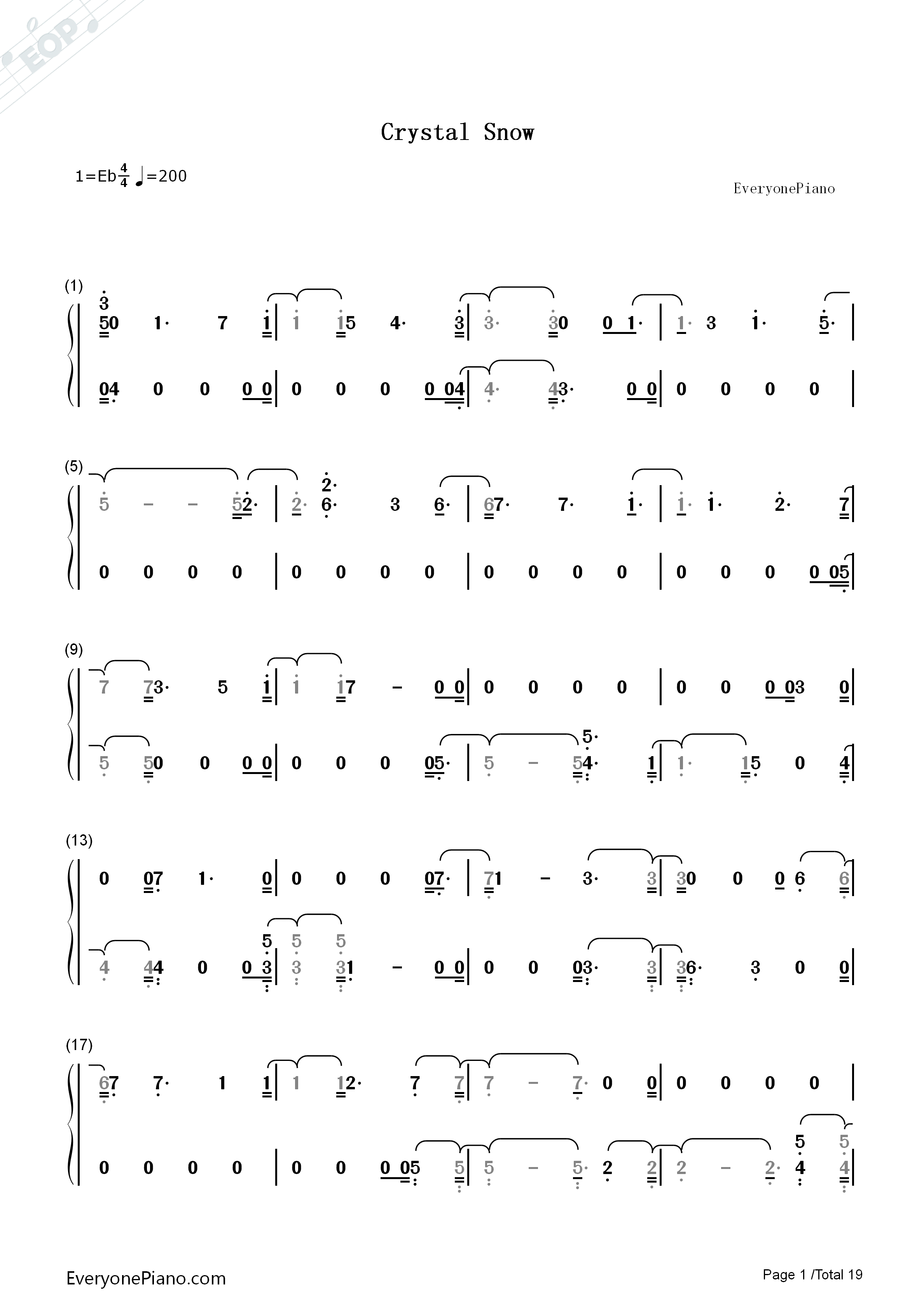 Crystal_Snow钢琴简谱_防弹少年团演唱