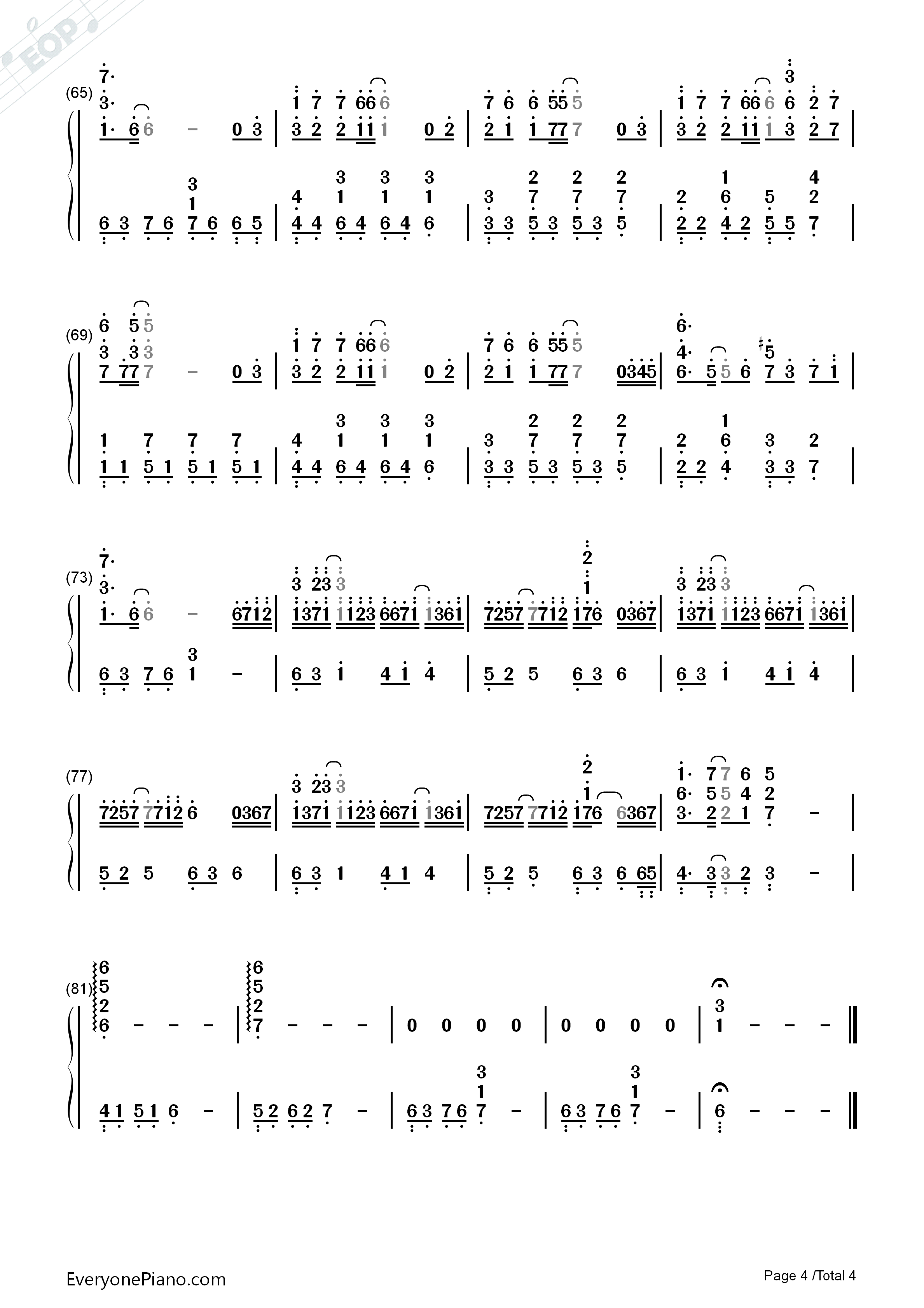 手纸钢琴简谱_西村由纪江演唱