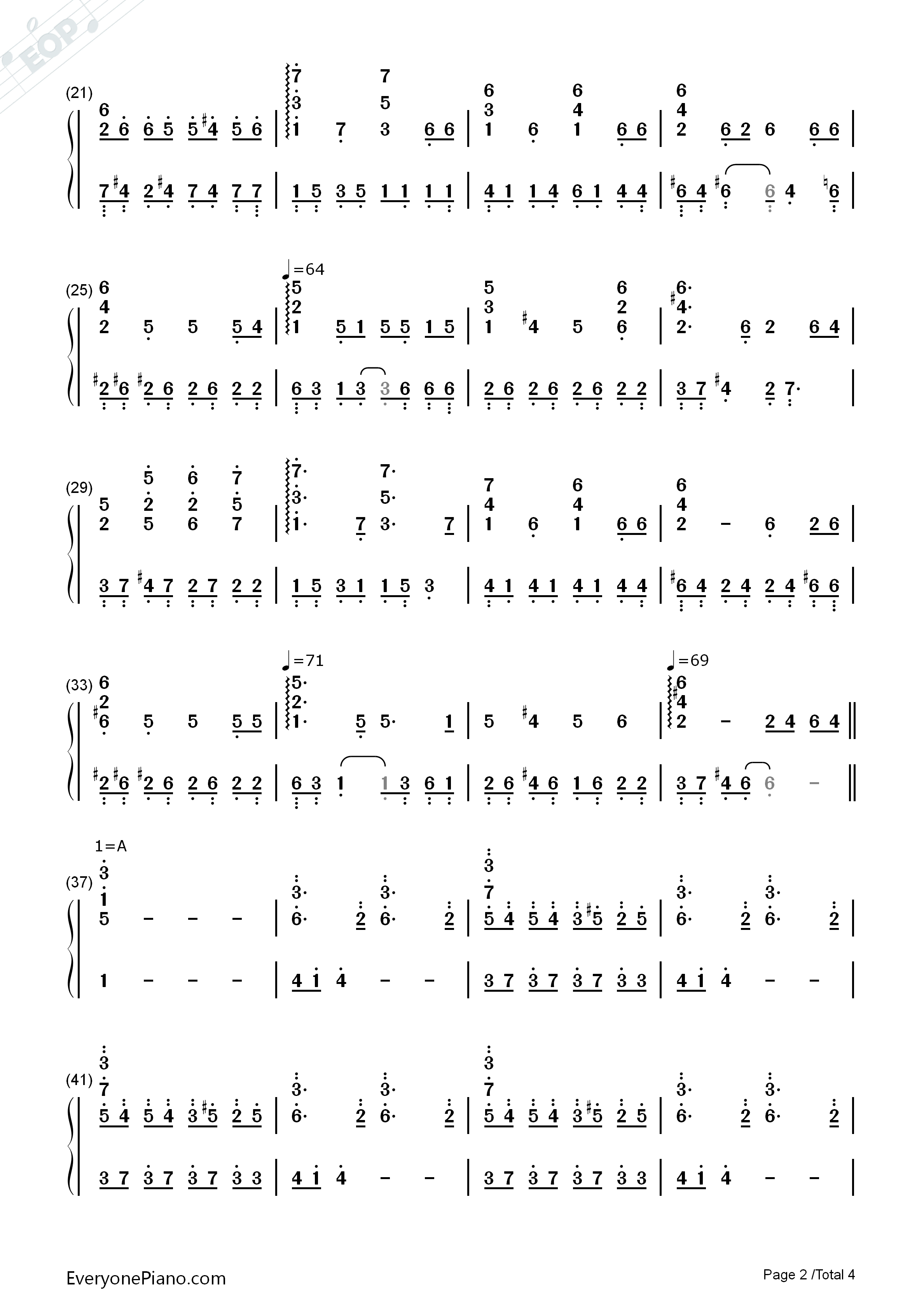 Passing_By（擦身而过）钢琴简谱_李闰珉演唱