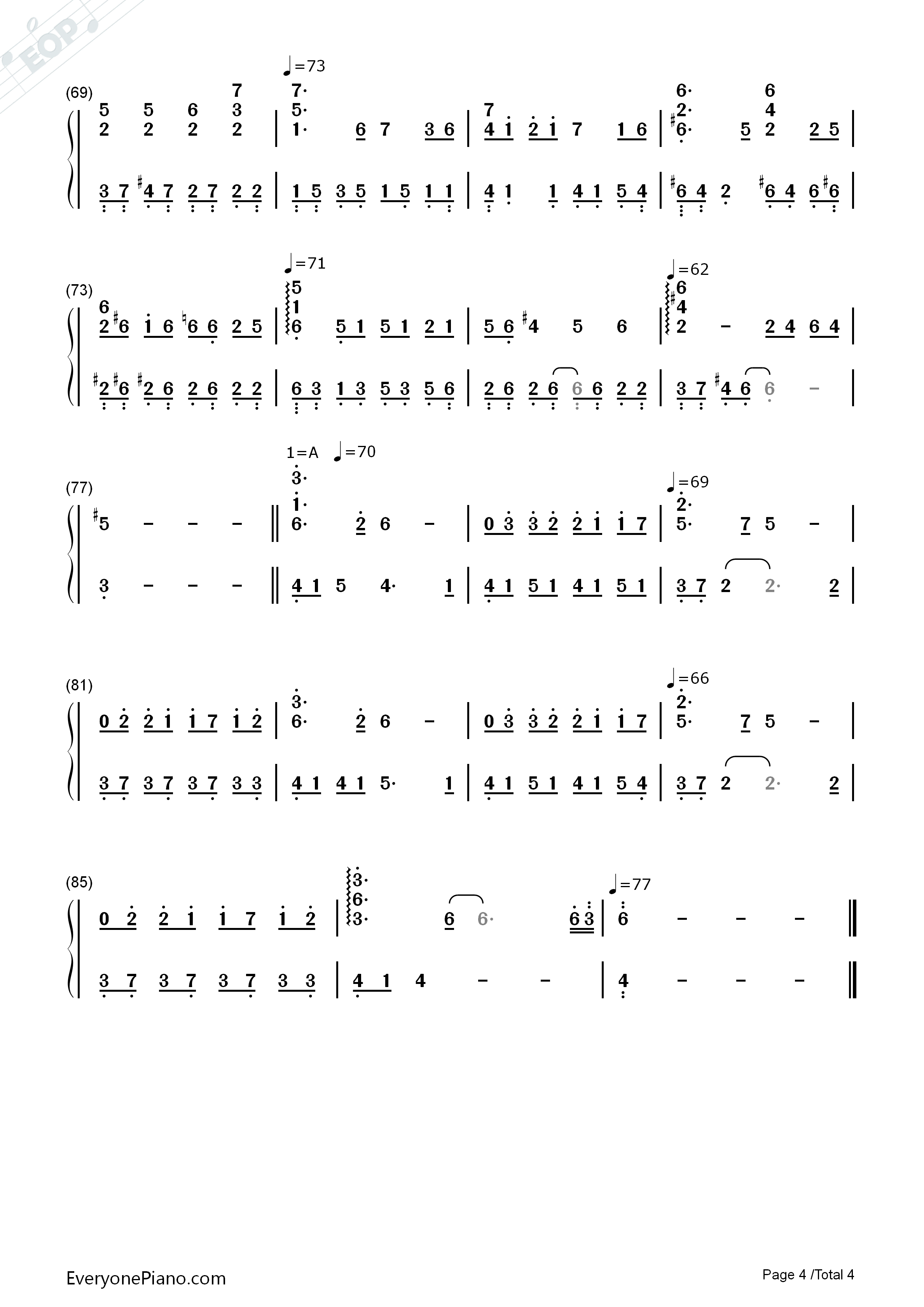 Passing_By（擦身而过）钢琴简谱_李闰珉演唱