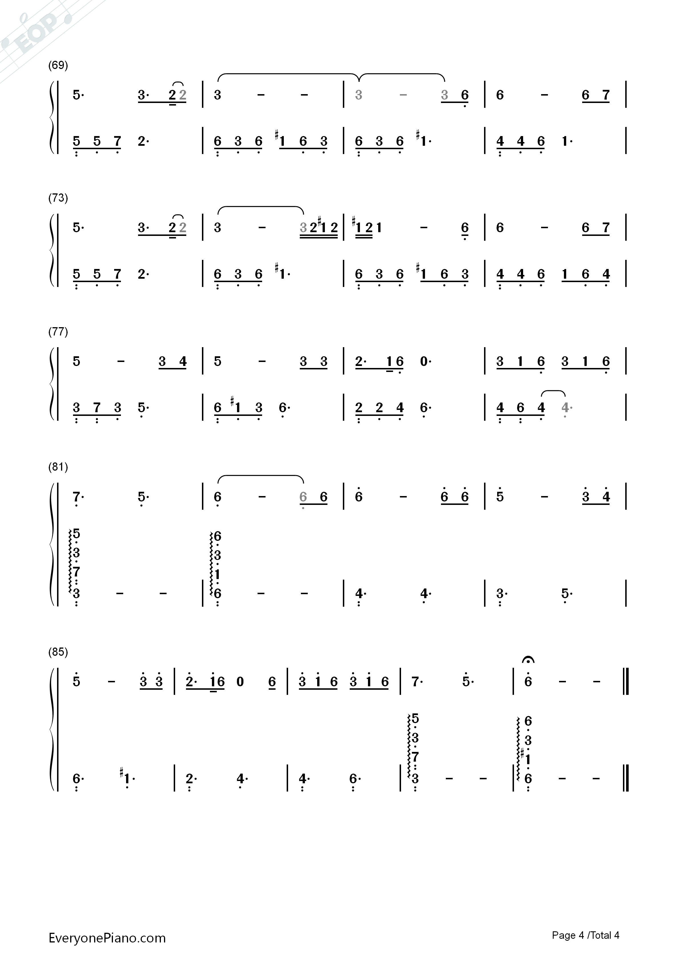 让她降落钢琴简谱_何璐演唱