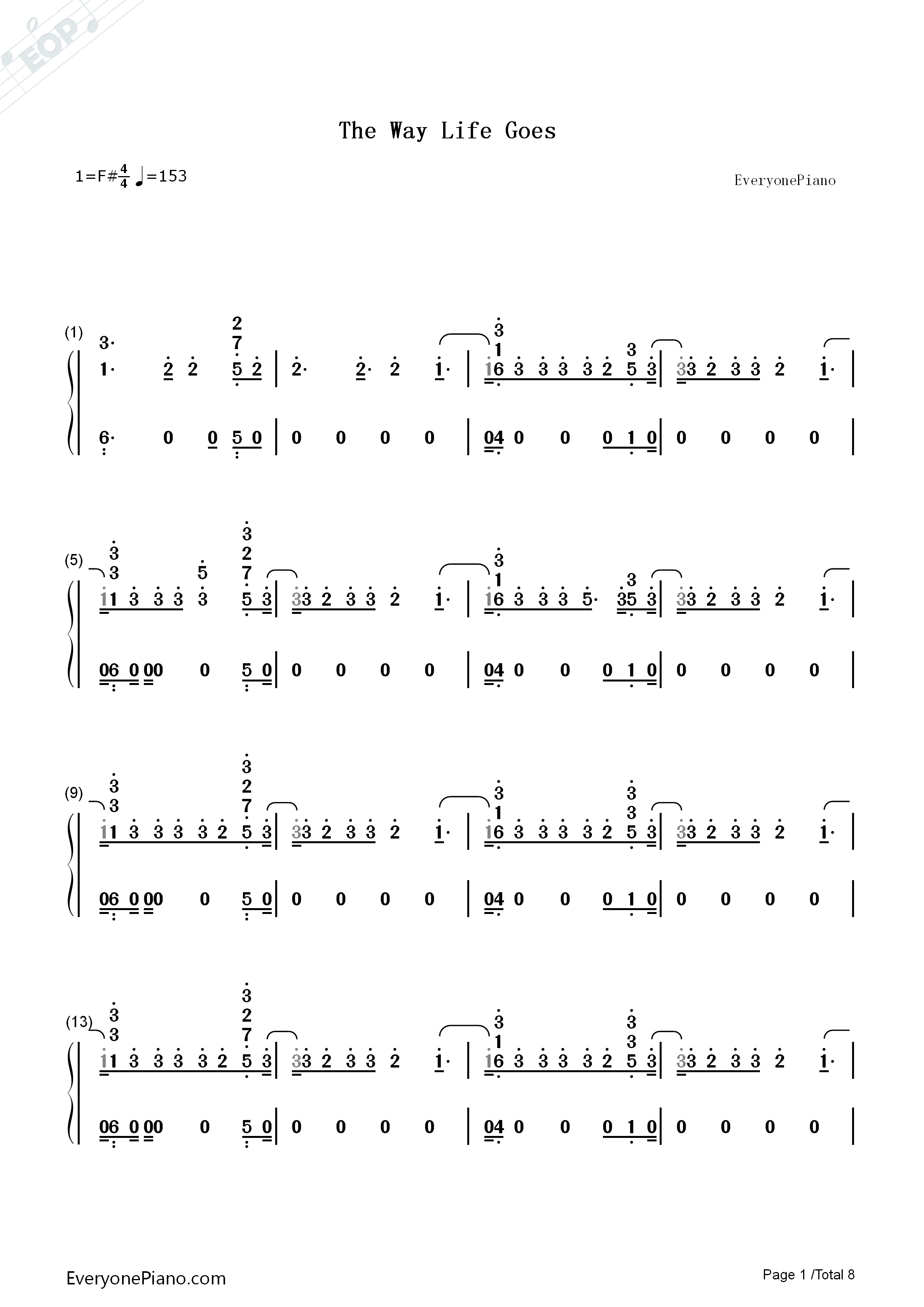 The_Way_Life_Goes钢琴简谱_Lil_Uzi_Vert演唱