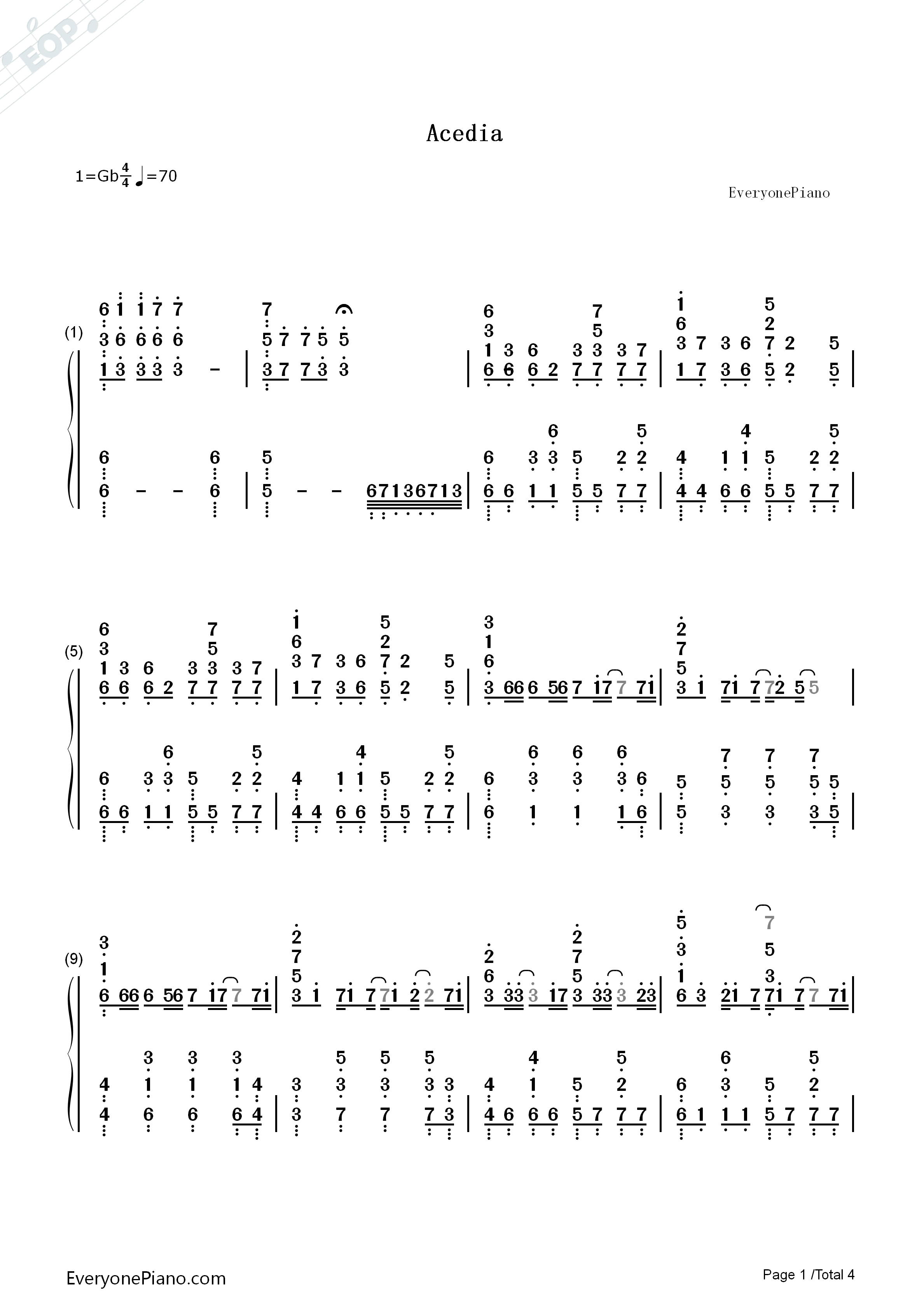 Acedia钢琴简谱_初音未来演唱