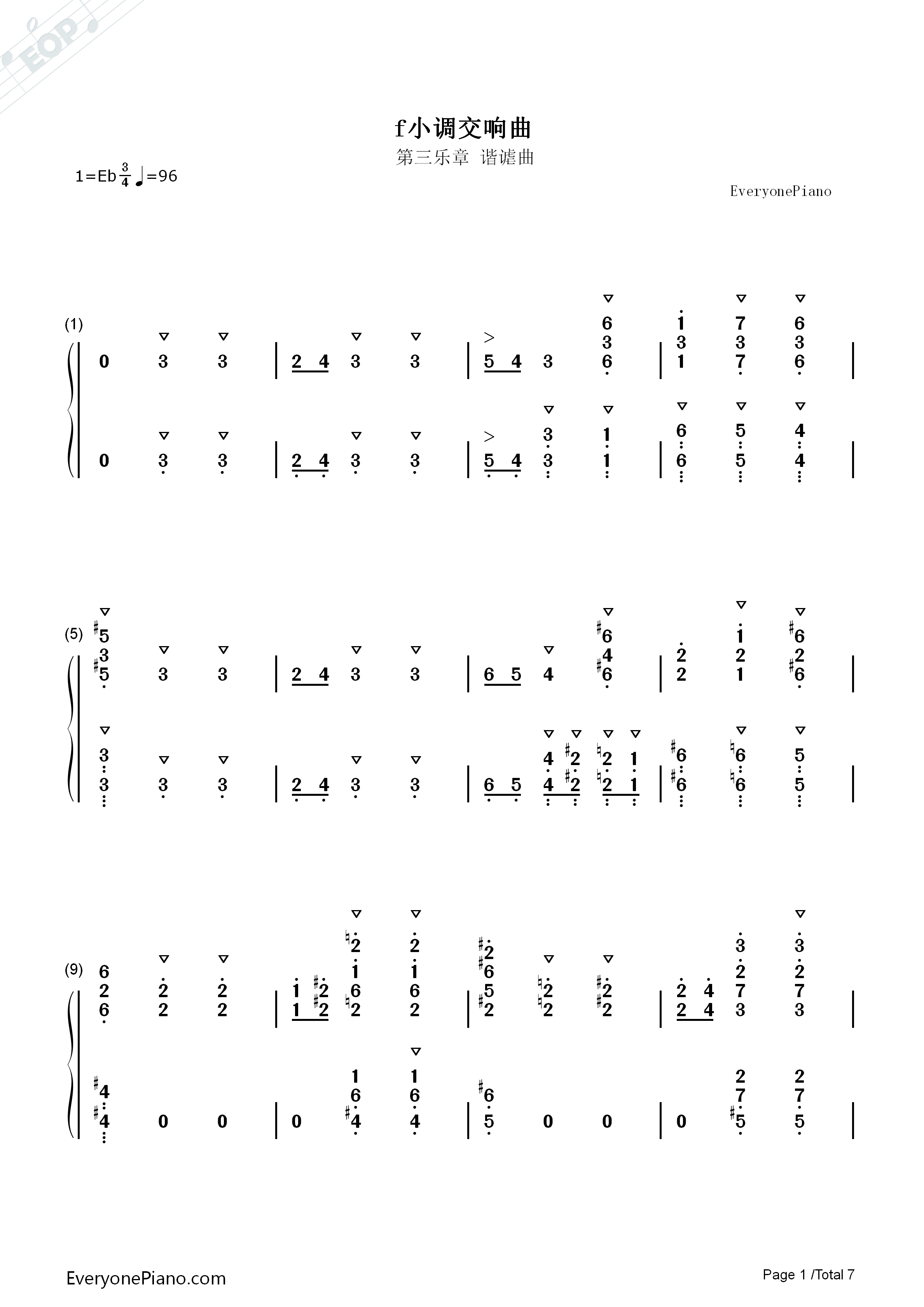 f小调交响曲第三乐章谐谑曲钢琴简谱_安东·布鲁克纳演唱