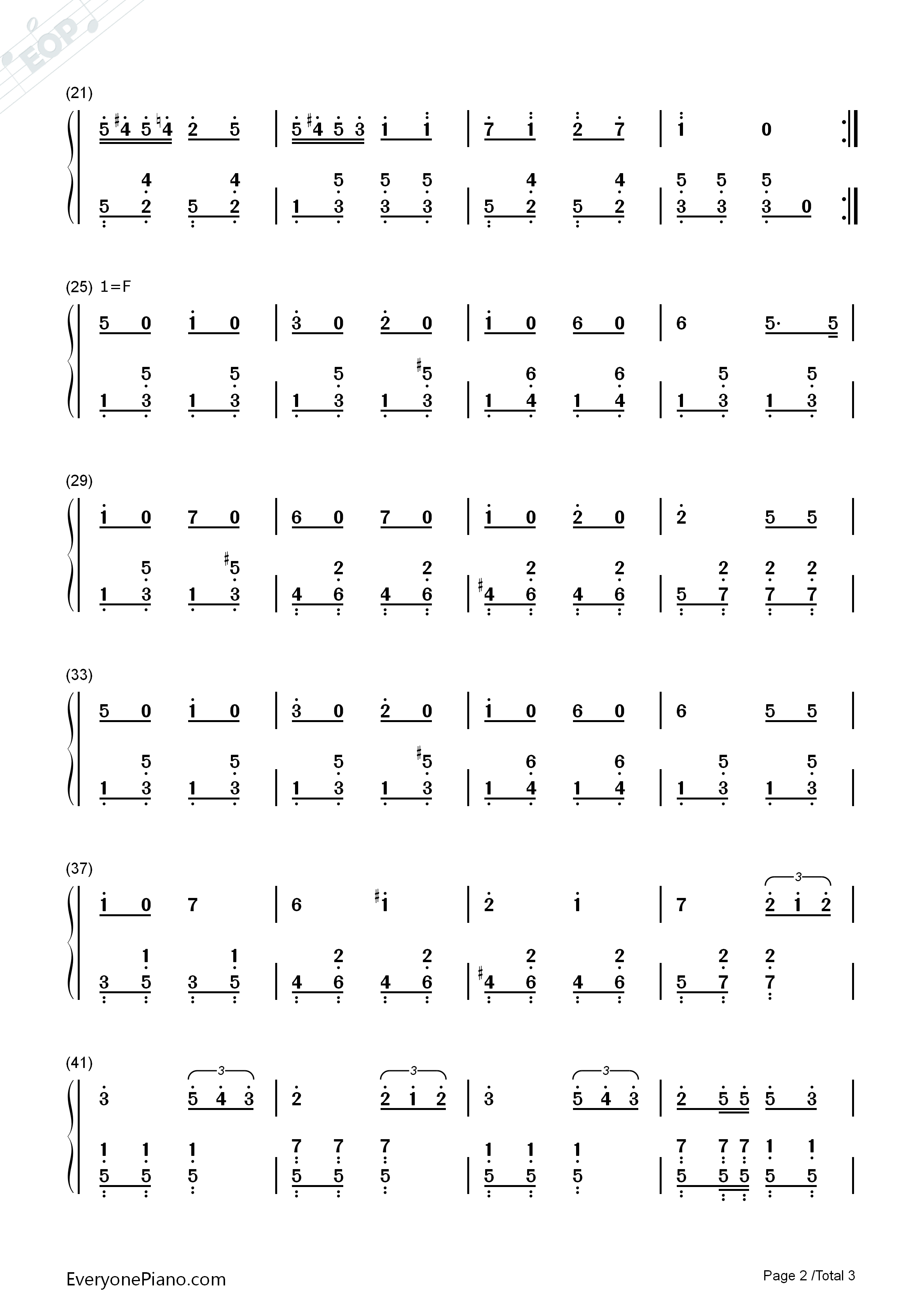 C大调四对舞钢琴简谱_布鲁克纳演唱