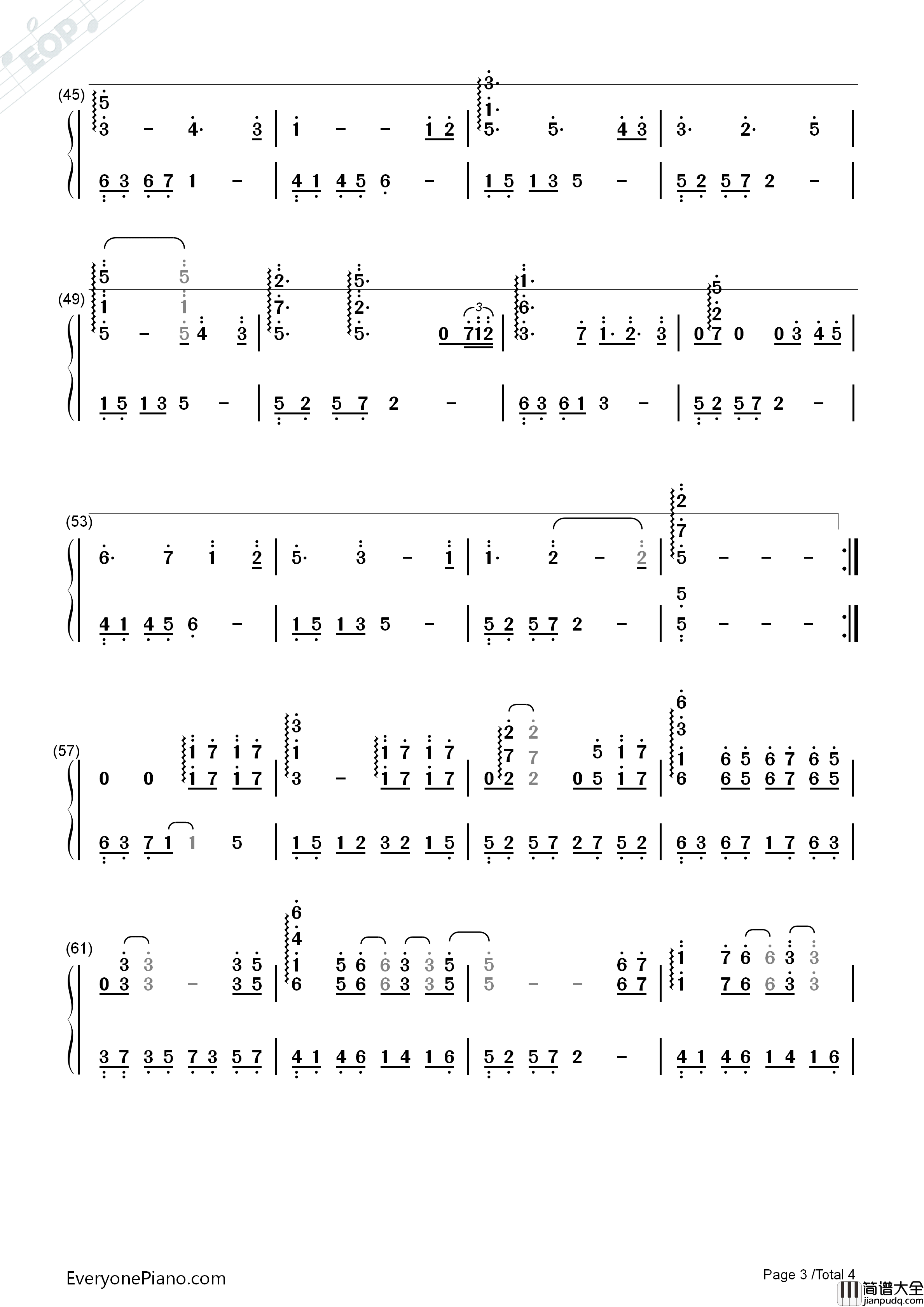 太多钢琴简谱_陈冠蒲演唱