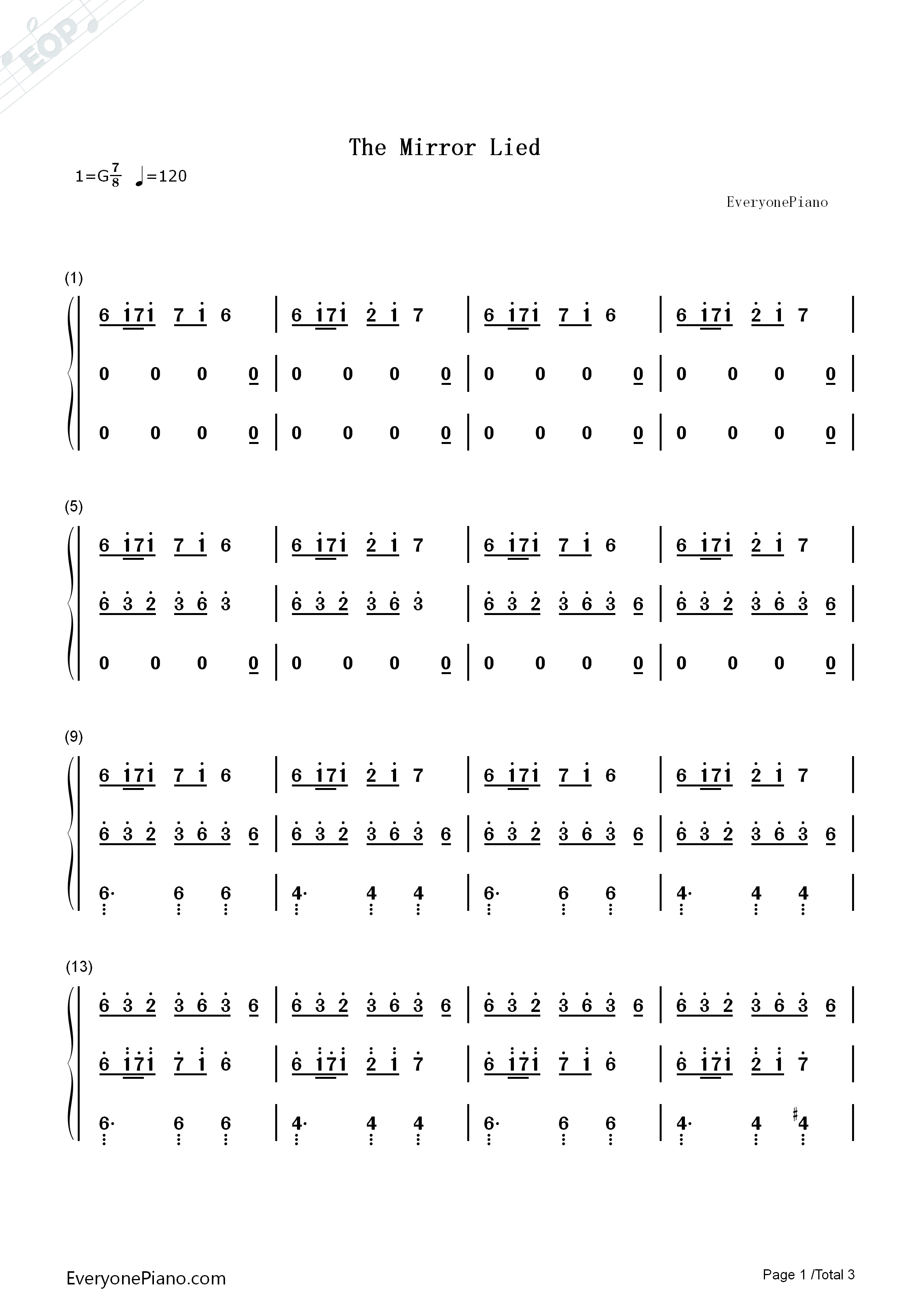 The_Mirror_Lied钢琴简谱_Kan_R._Gao演唱