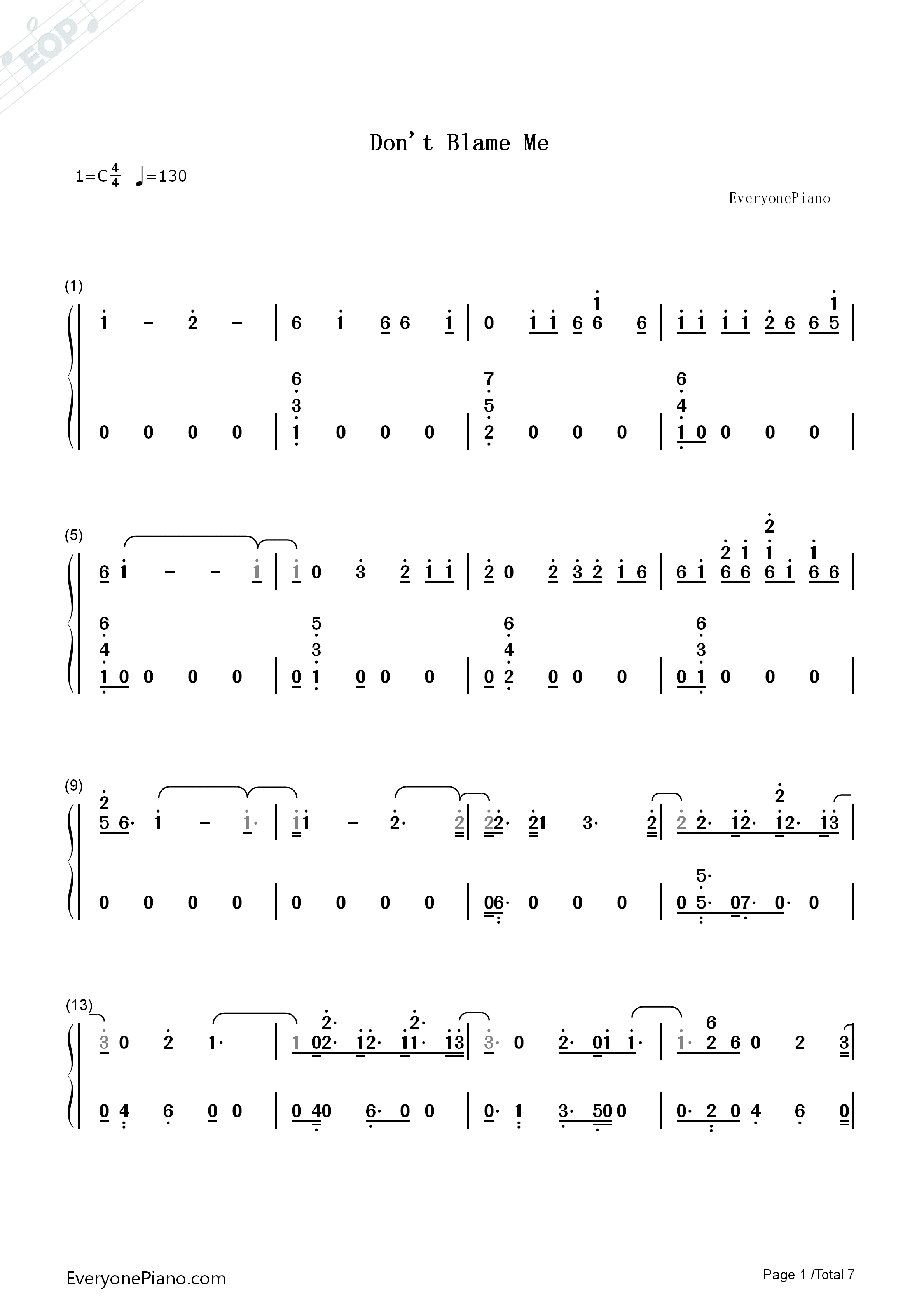 Don't_Blame_Me钢琴简谱_Taylor_Swift演唱