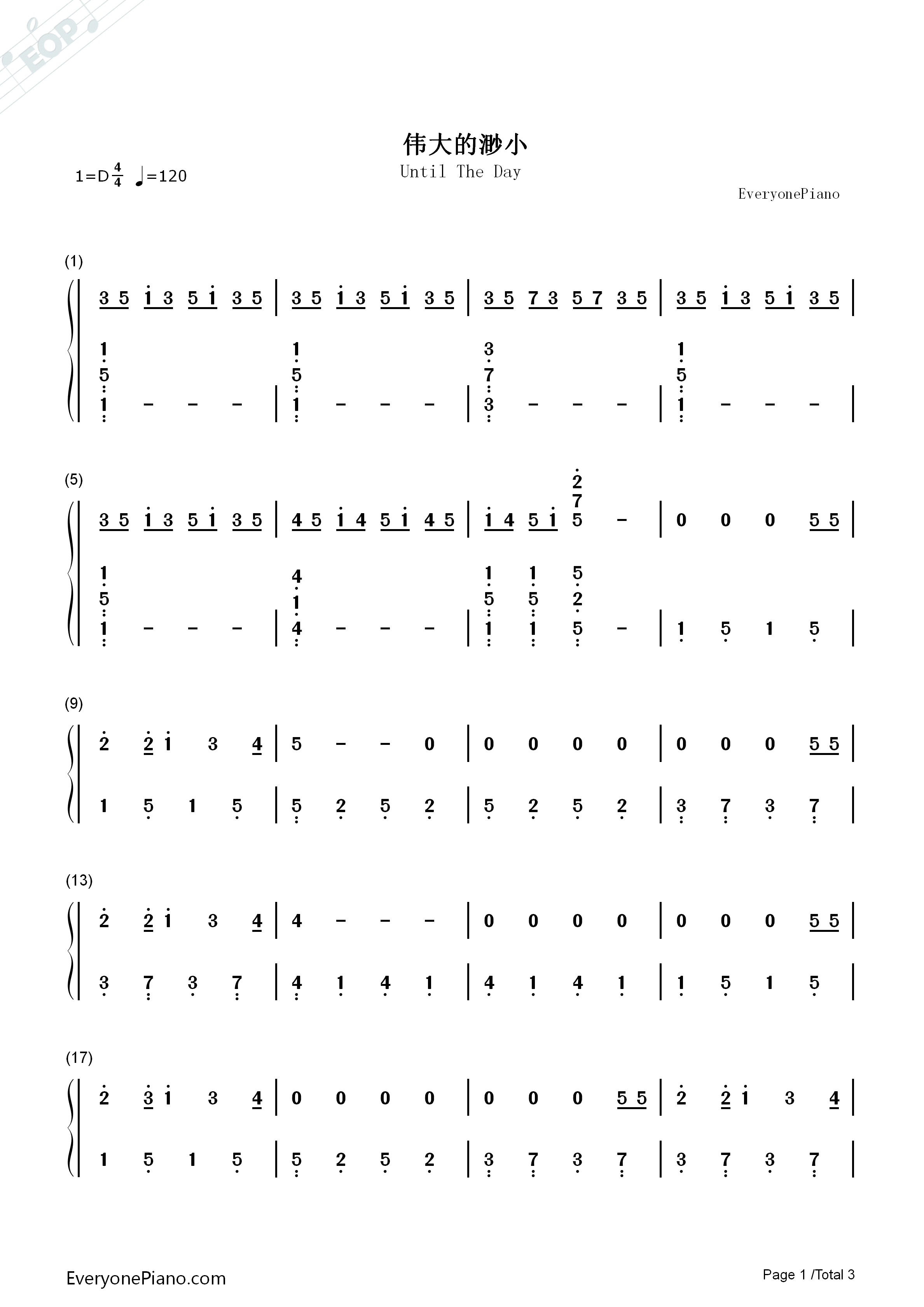 伟大的渺小钢琴简谱_林俊杰演唱