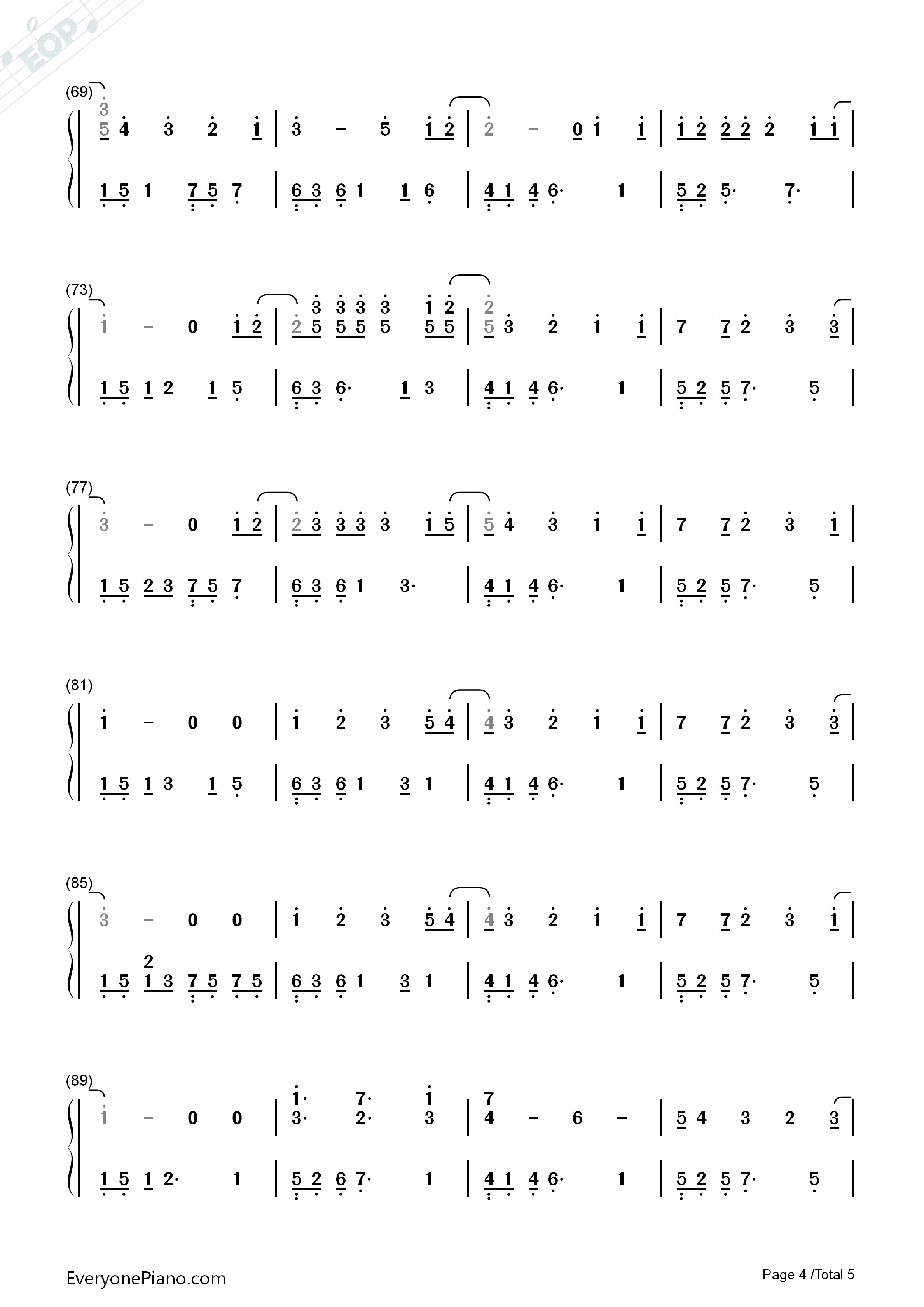 为了你钢琴简谱_EXO演唱