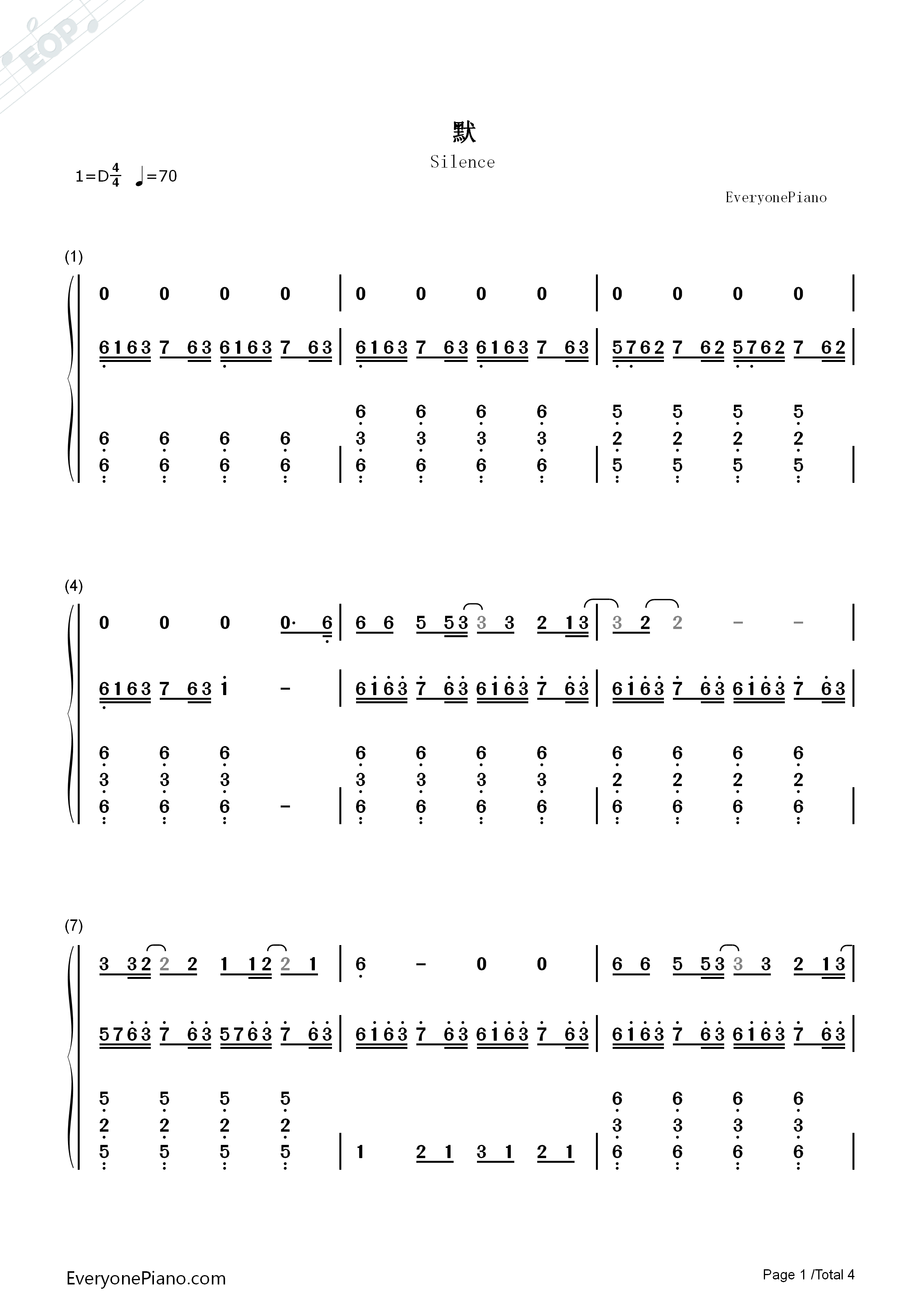 默钢琴简谱_周杰伦演唱