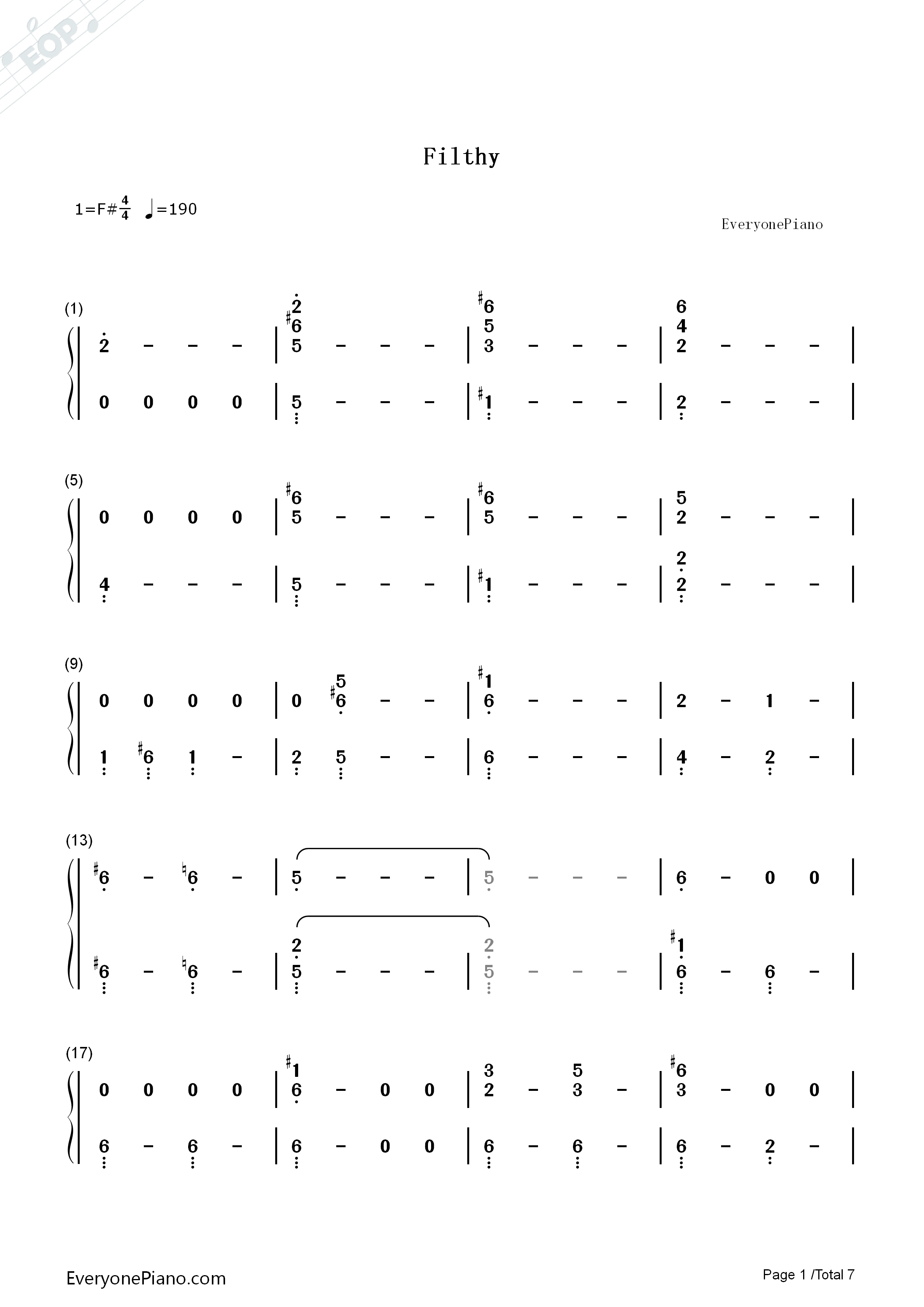 Filthy钢琴简谱_Justin_Timberlake演唱