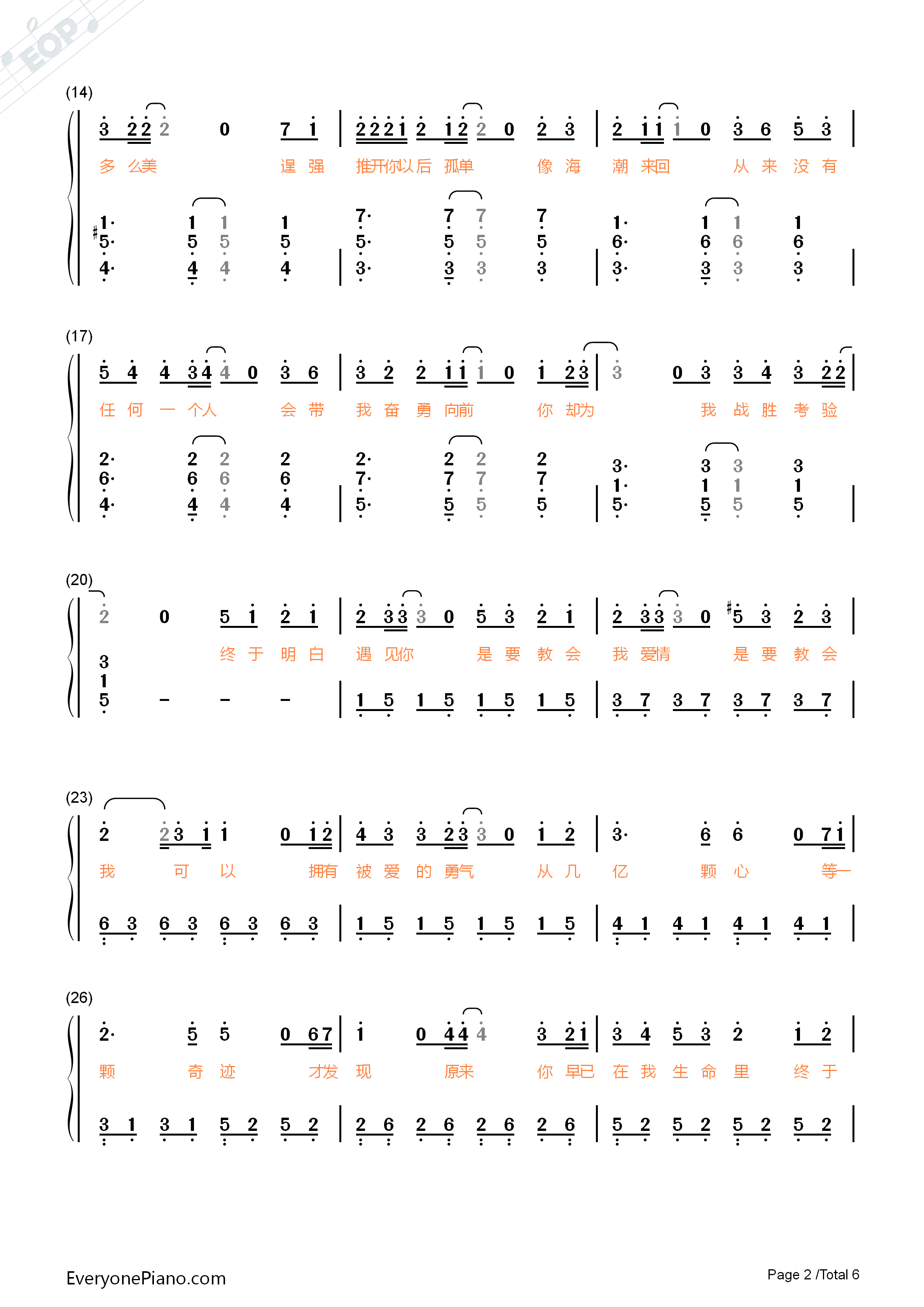 终于爱情钢琴简谱_Ella演唱