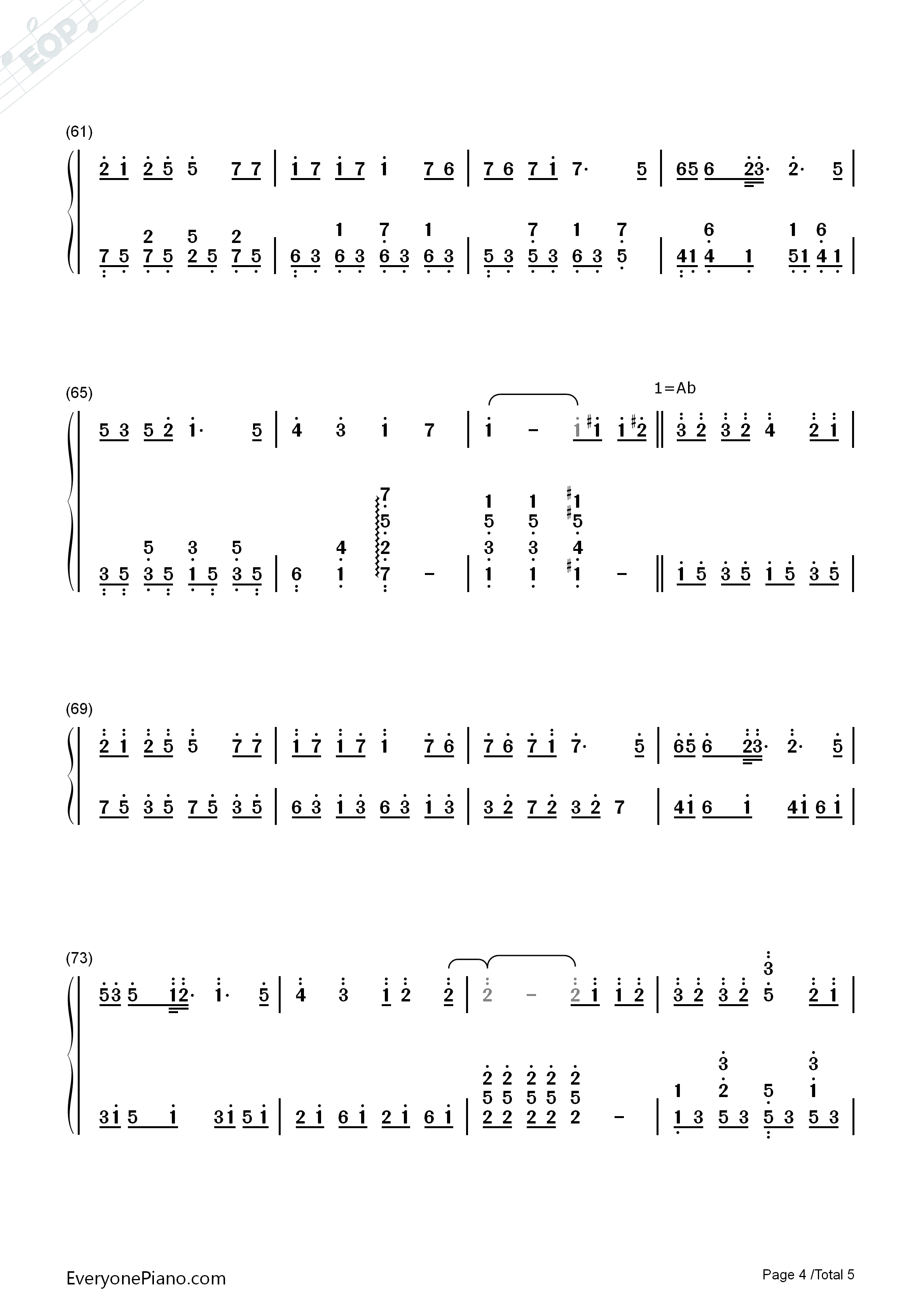 佛系少女钢琴简谱_冯提莫演唱