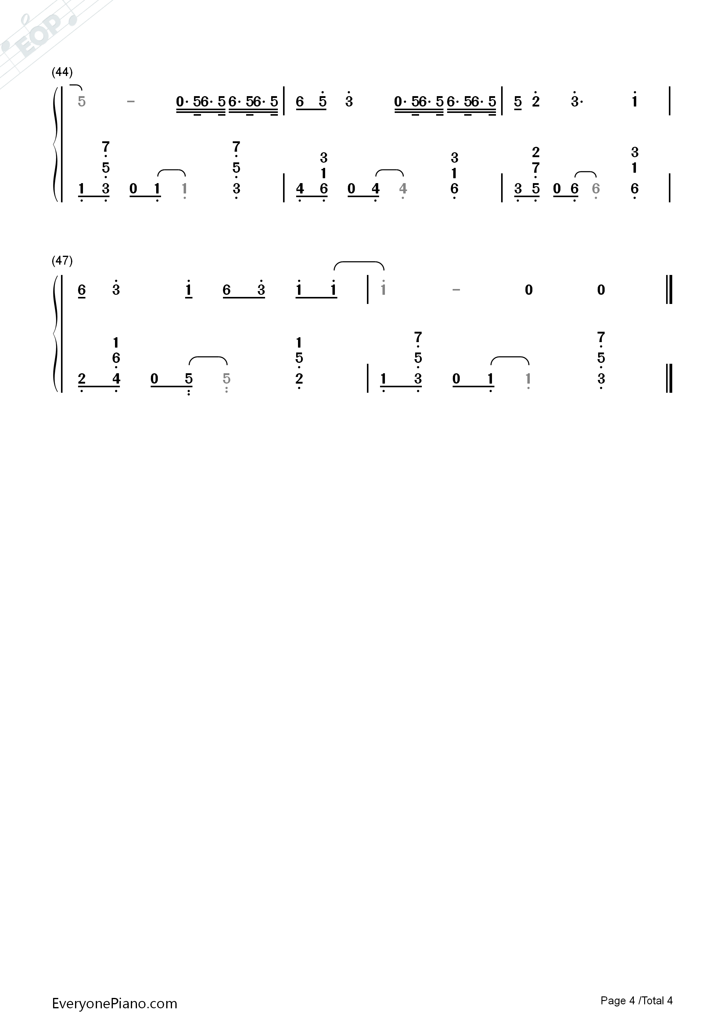 空空如也钢琴简谱_胡66演唱