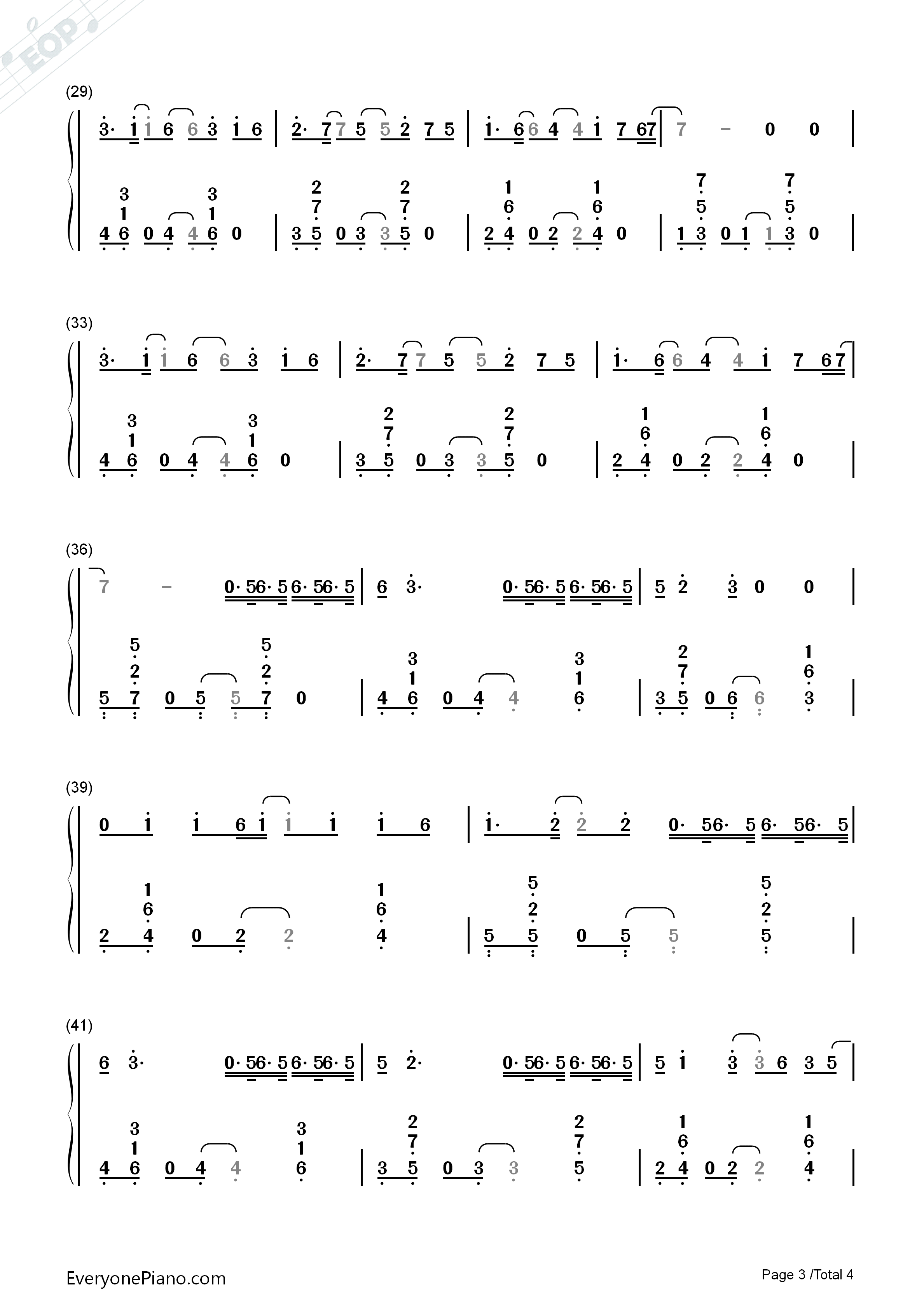 空空如也钢琴简谱_胡66演唱