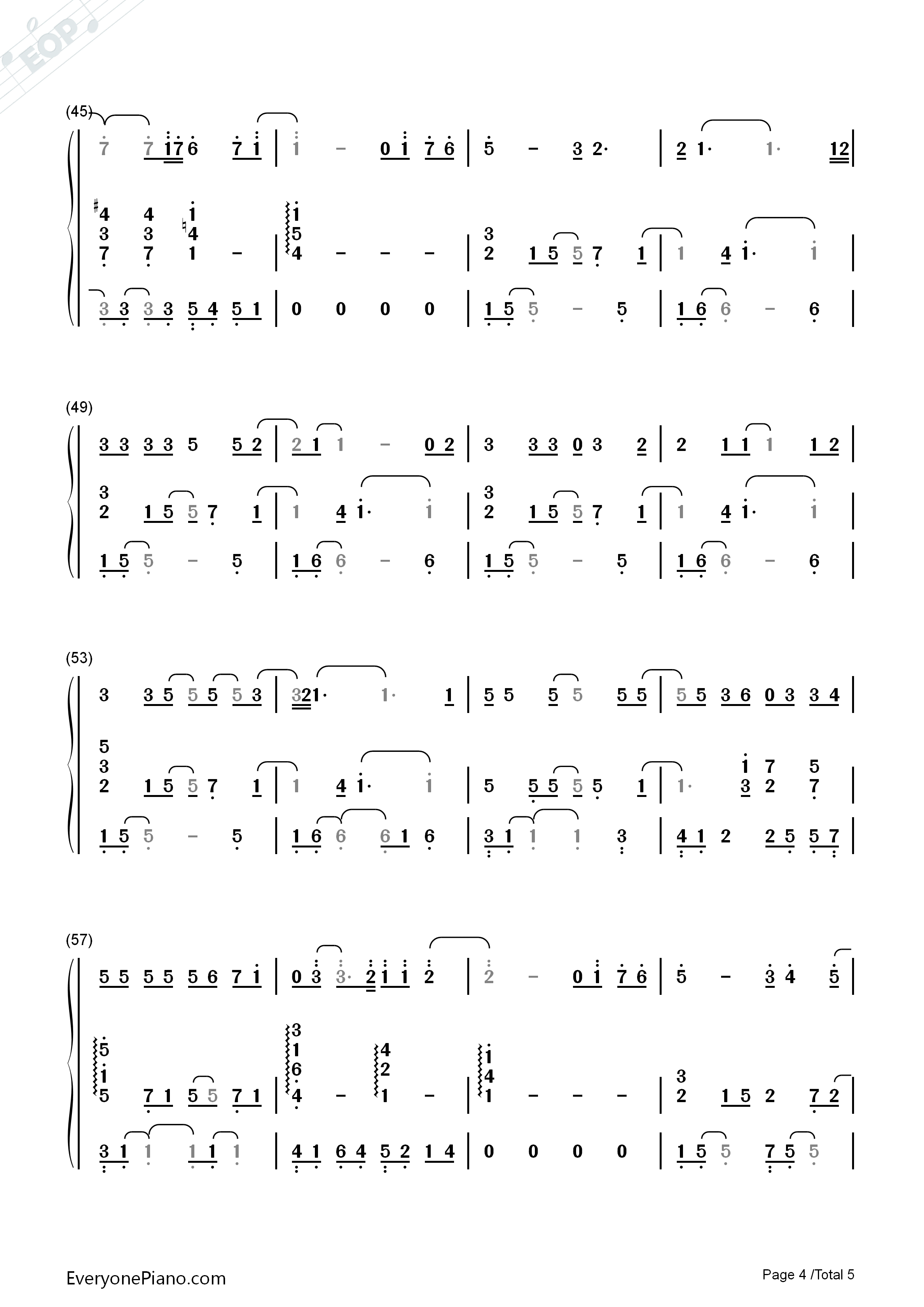 Journey钢琴简谱_张韶涵演唱