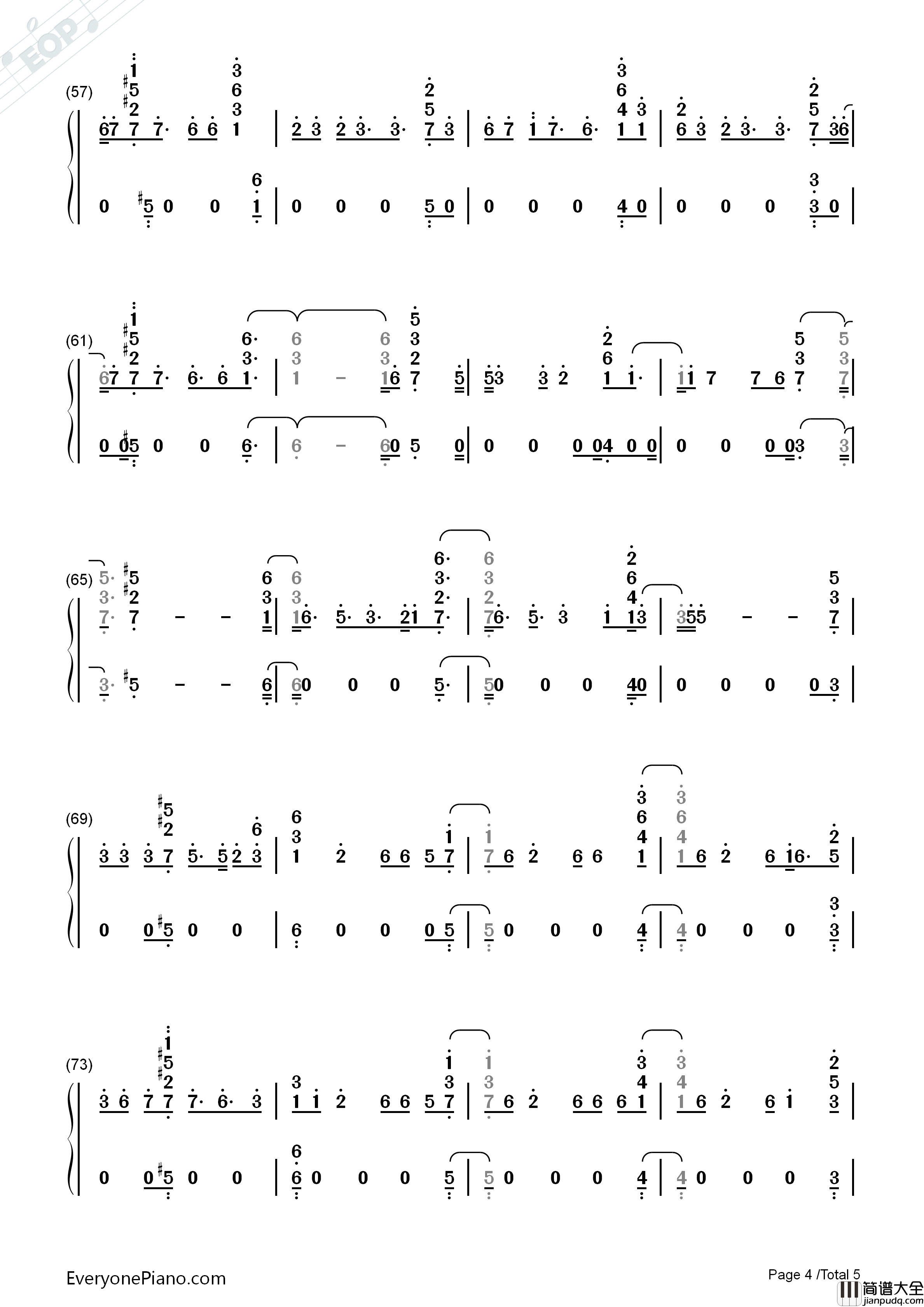 Done_For_Me钢琴简谱_Charlie_Puth_Kehlani演唱