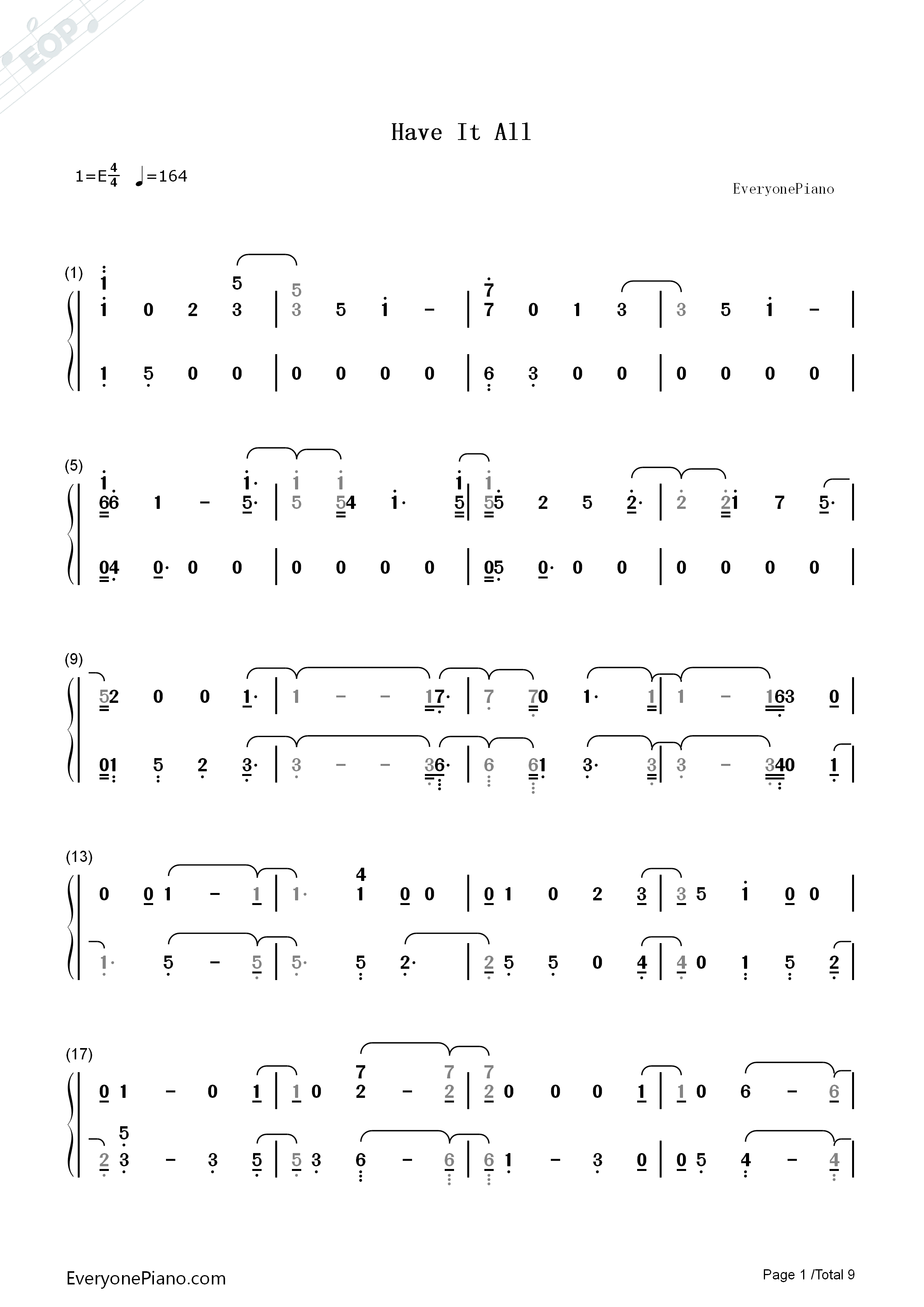 Have_It_All钢琴简谱_Jason_Mraz演唱