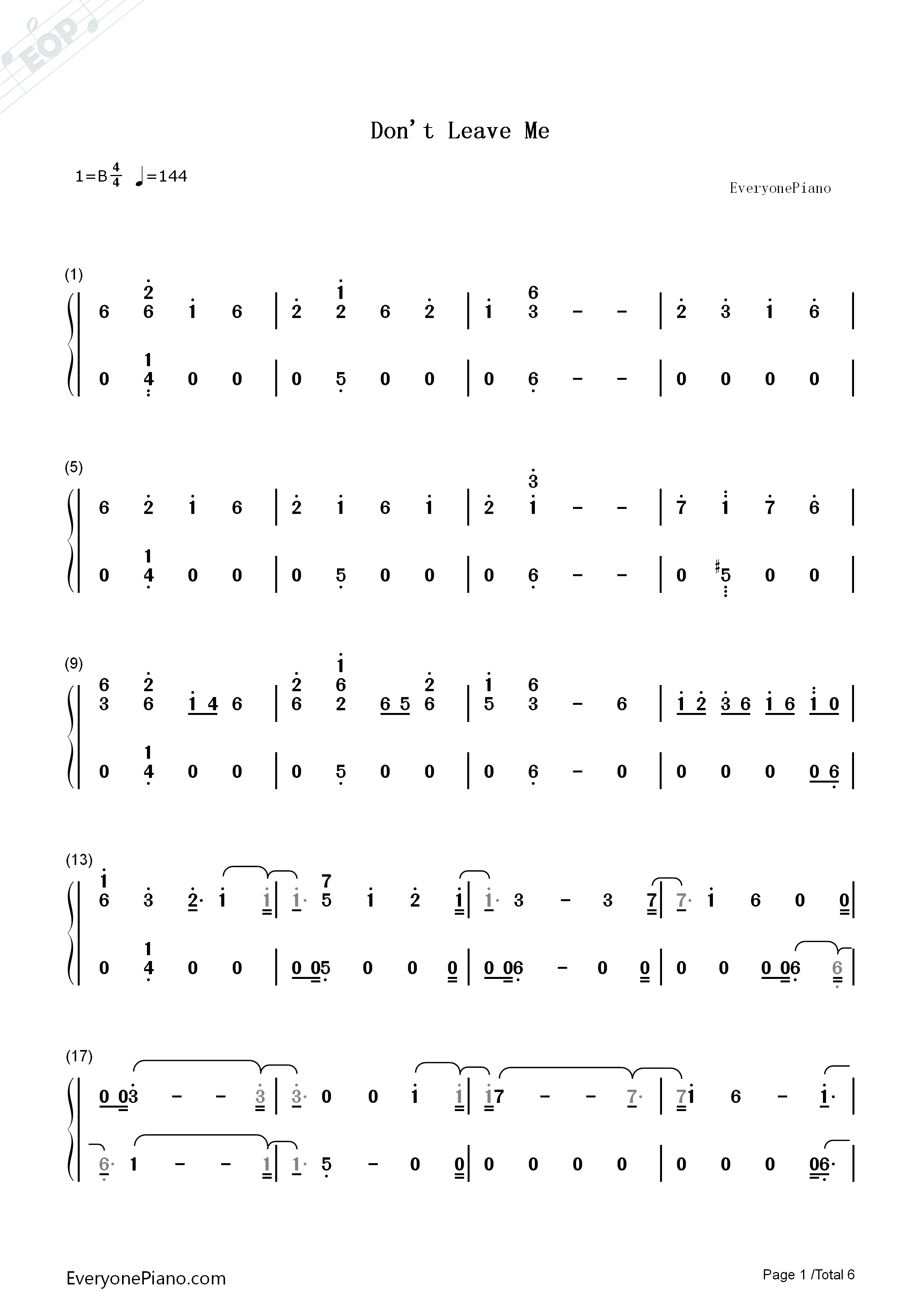 Don't_Leave_Me钢琴简谱_防弹少年团演唱