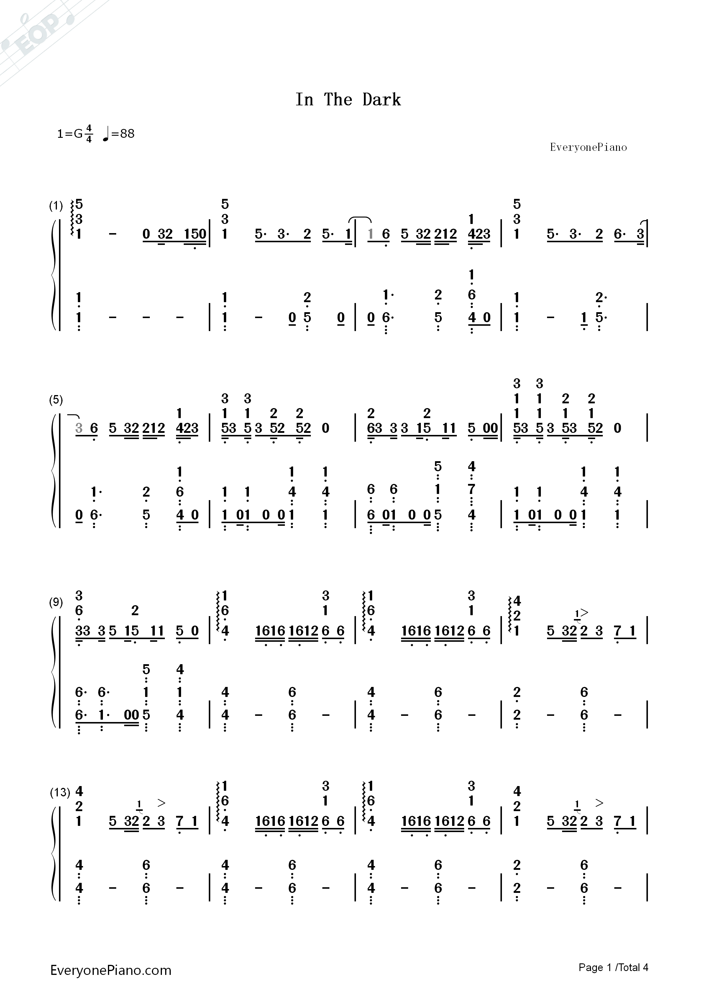 In_the_Dark钢琴简谱_Camila_Cabello演唱