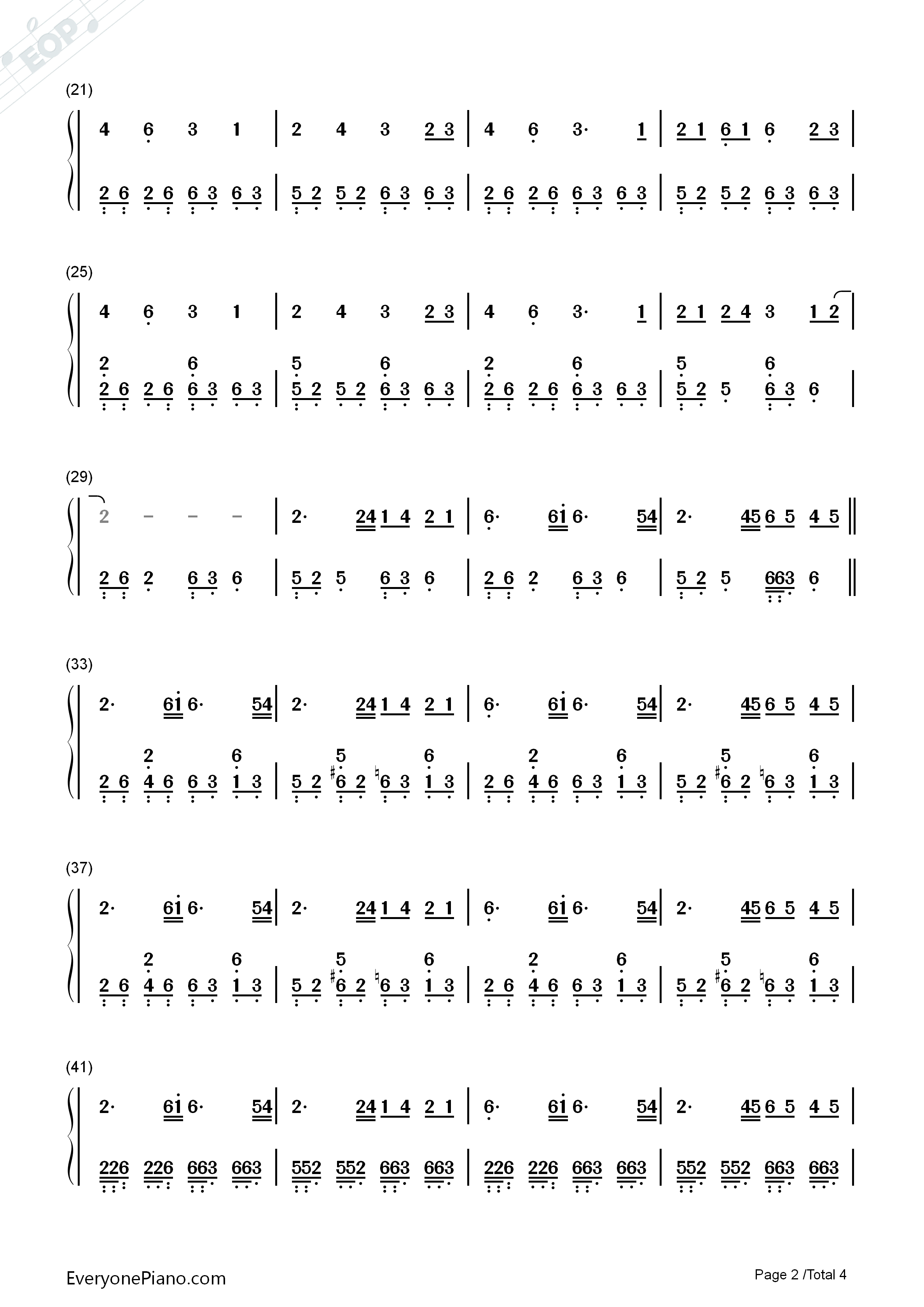 中国话钢琴简谱_S.H.E演唱