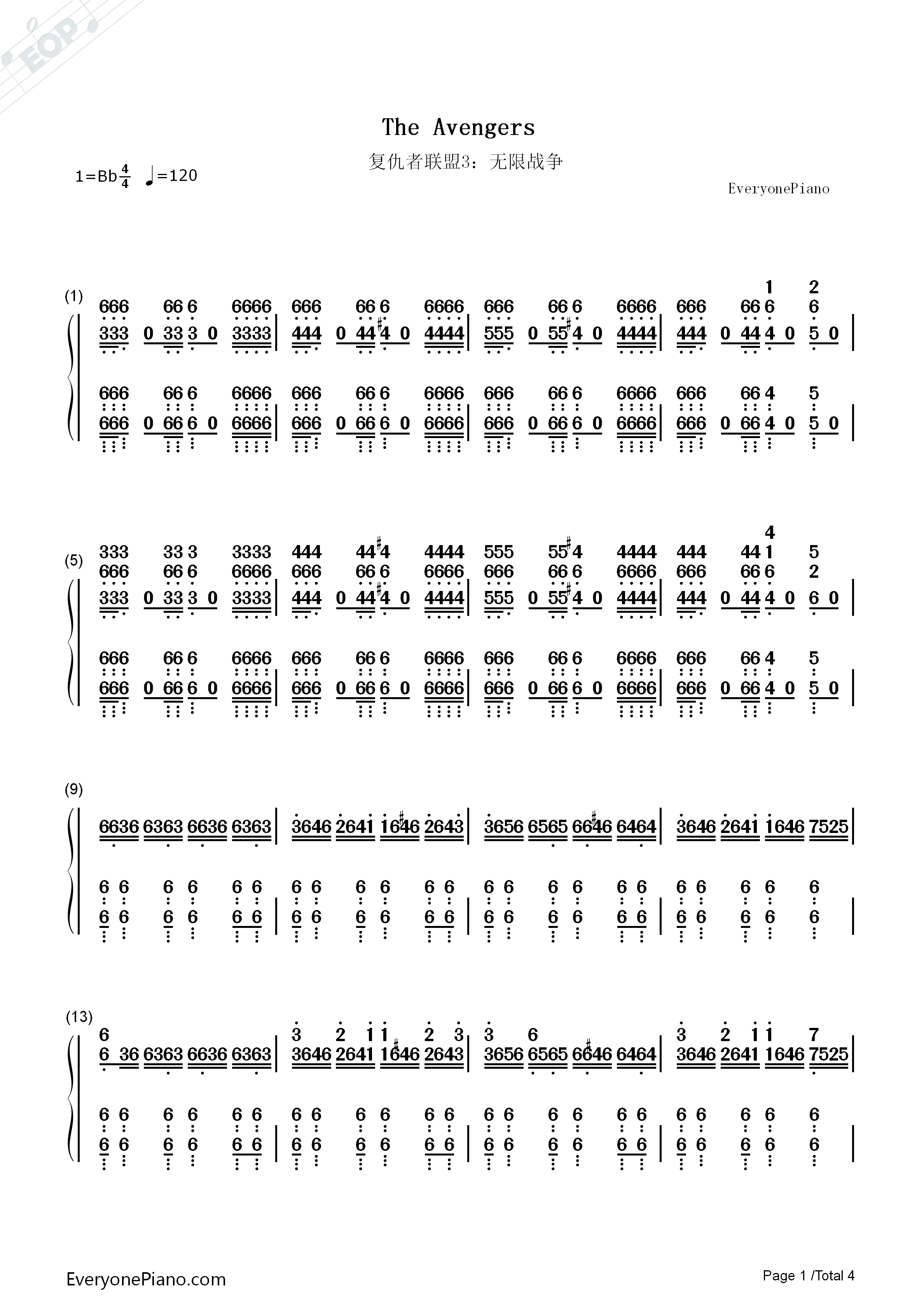 The_Avengers钢琴简谱_Alan_Silvestri演唱