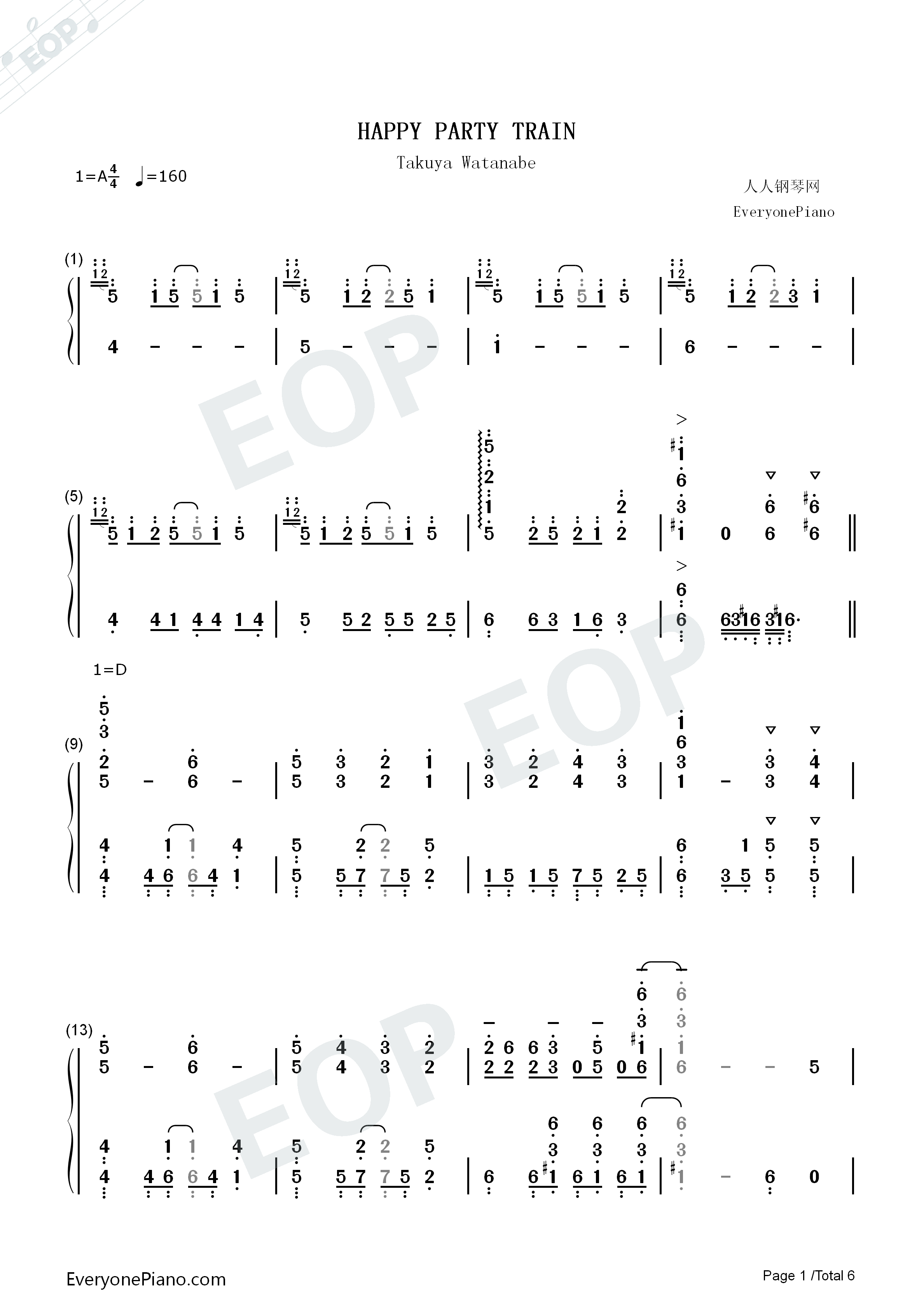 HAPPY_PARTY_TRAIN钢琴简谱_Aqours演唱