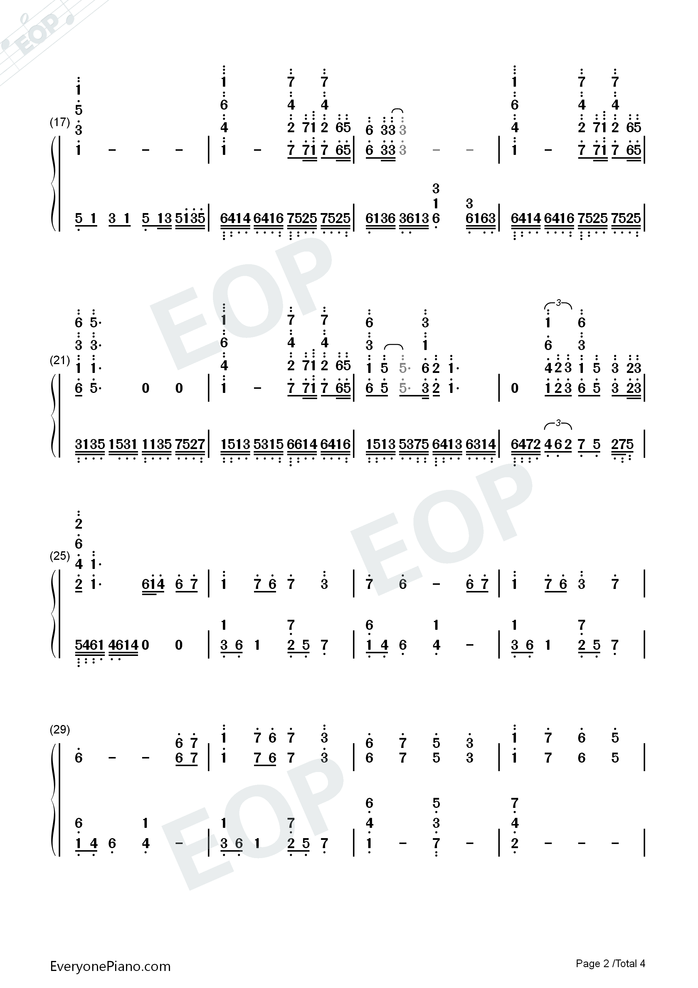 想你的365天钢琴简谱_李玟演唱