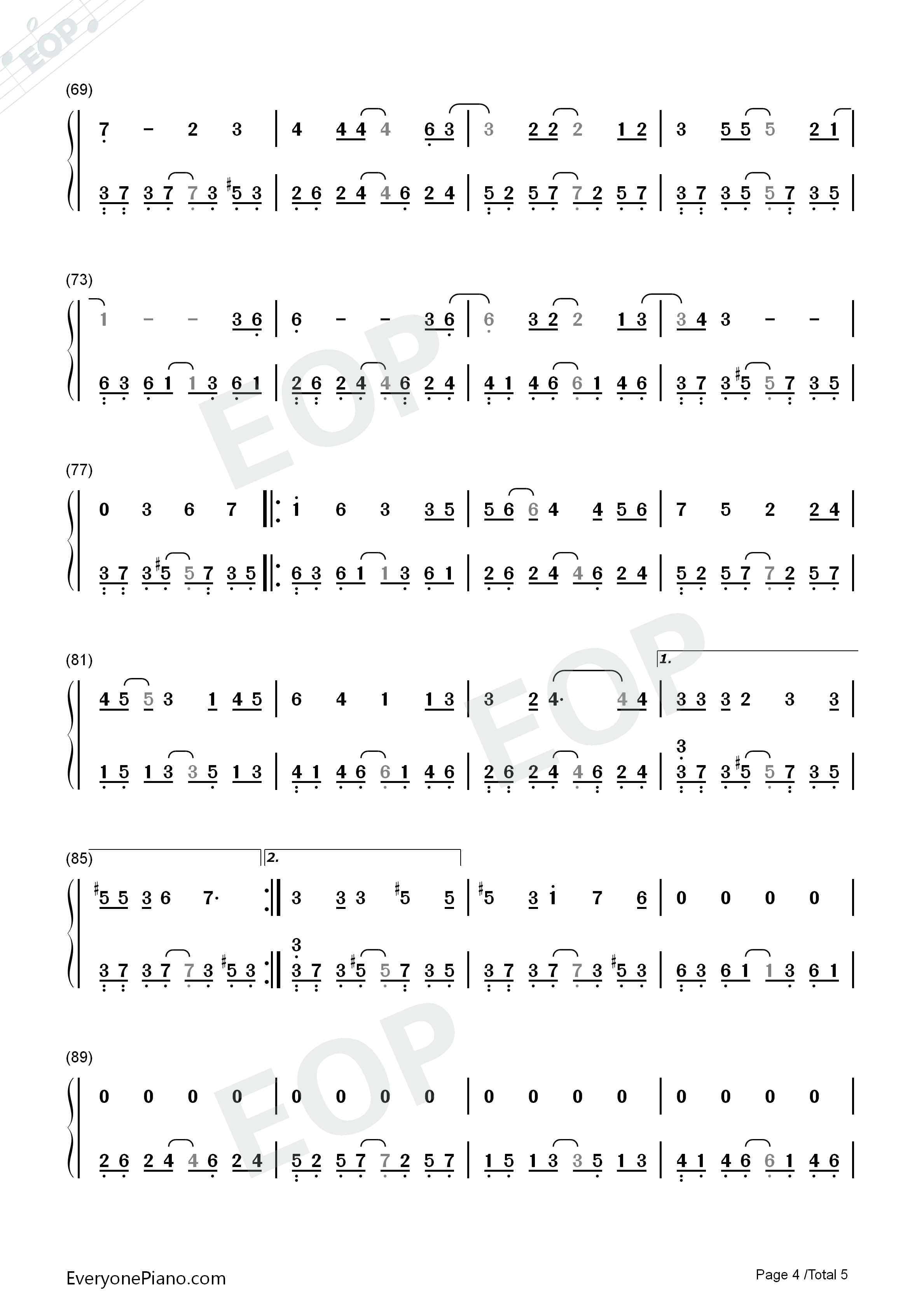 苦笑钢琴简谱_汪苏泷演唱