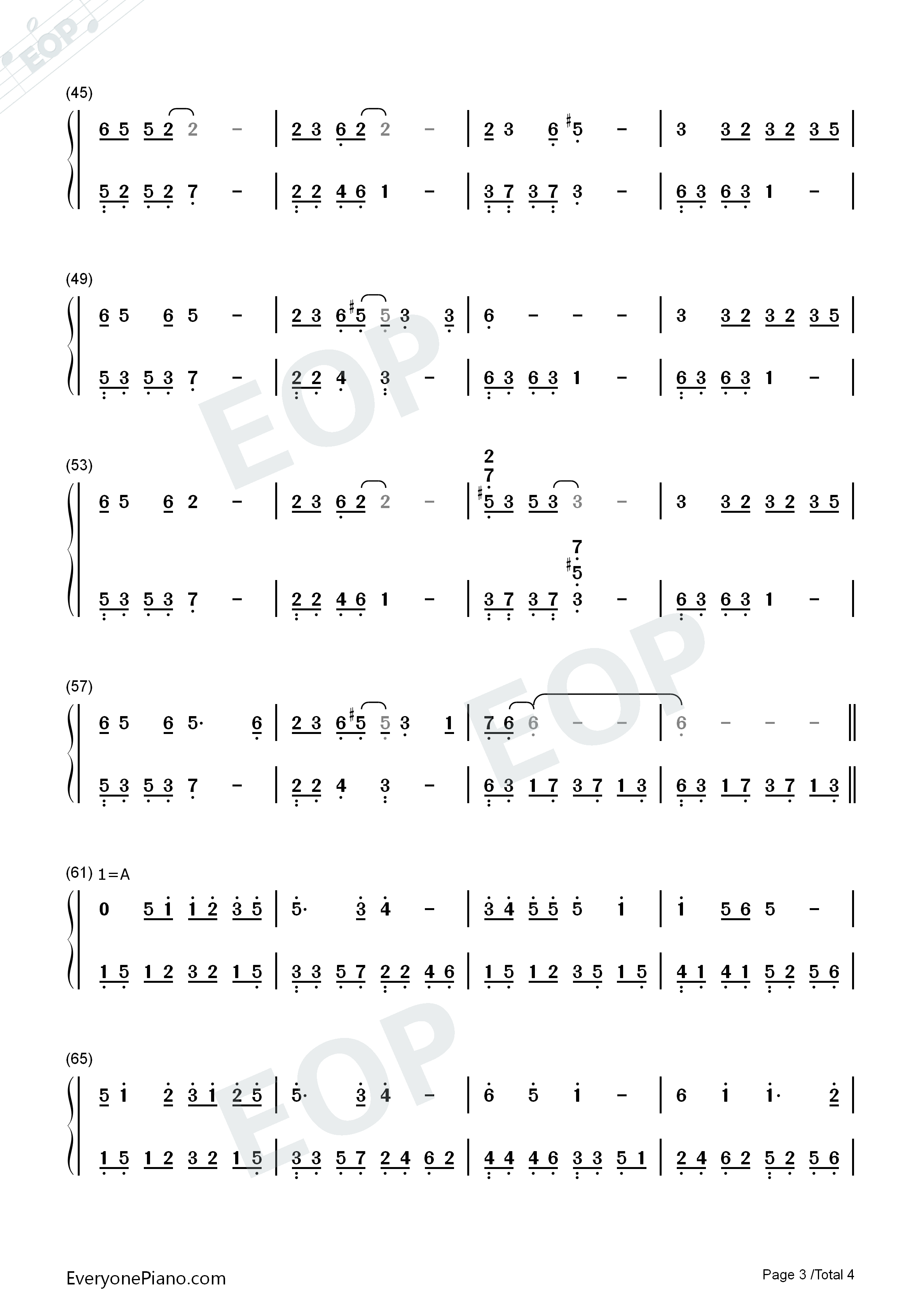 一纸情书钢琴简谱_毛不易_岳云鹏演唱