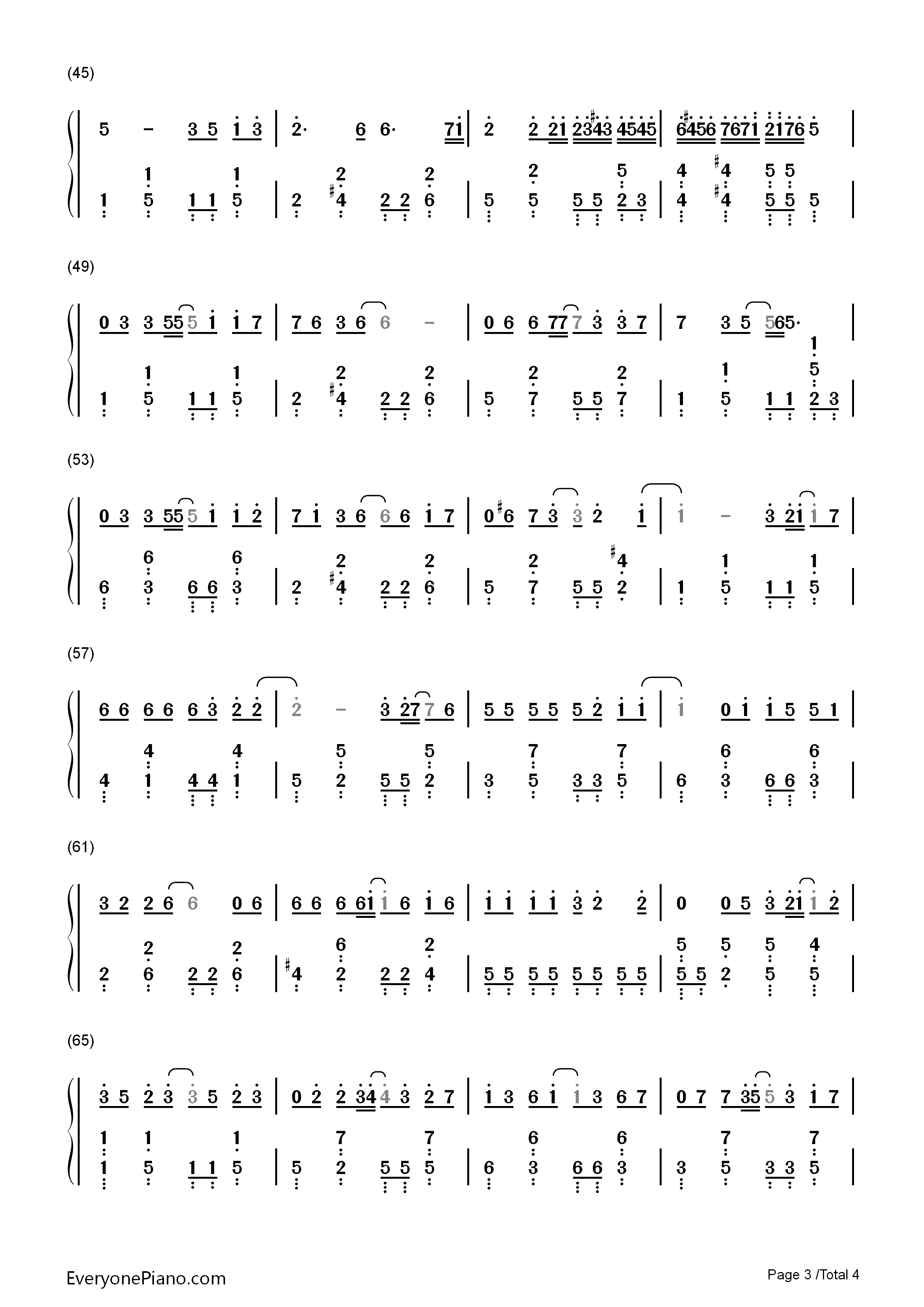 小幸运钢琴简谱_Hebe__田馥甄演唱