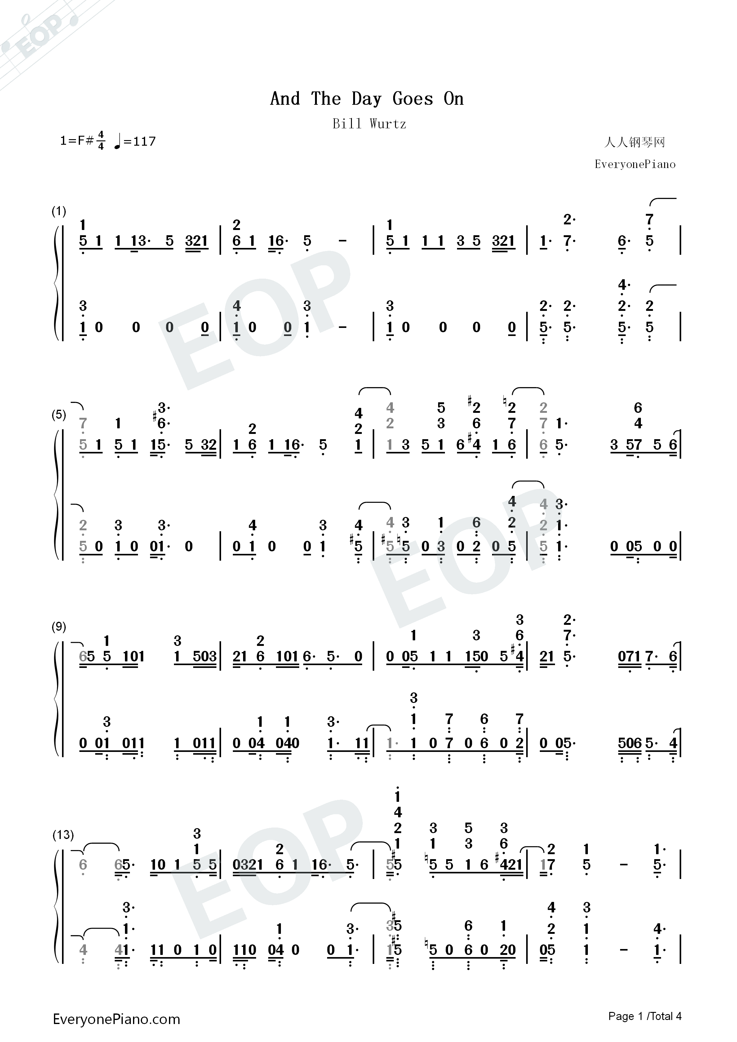 And_the_Day_Goes_On钢琴简谱_Bill_Wurtz演唱