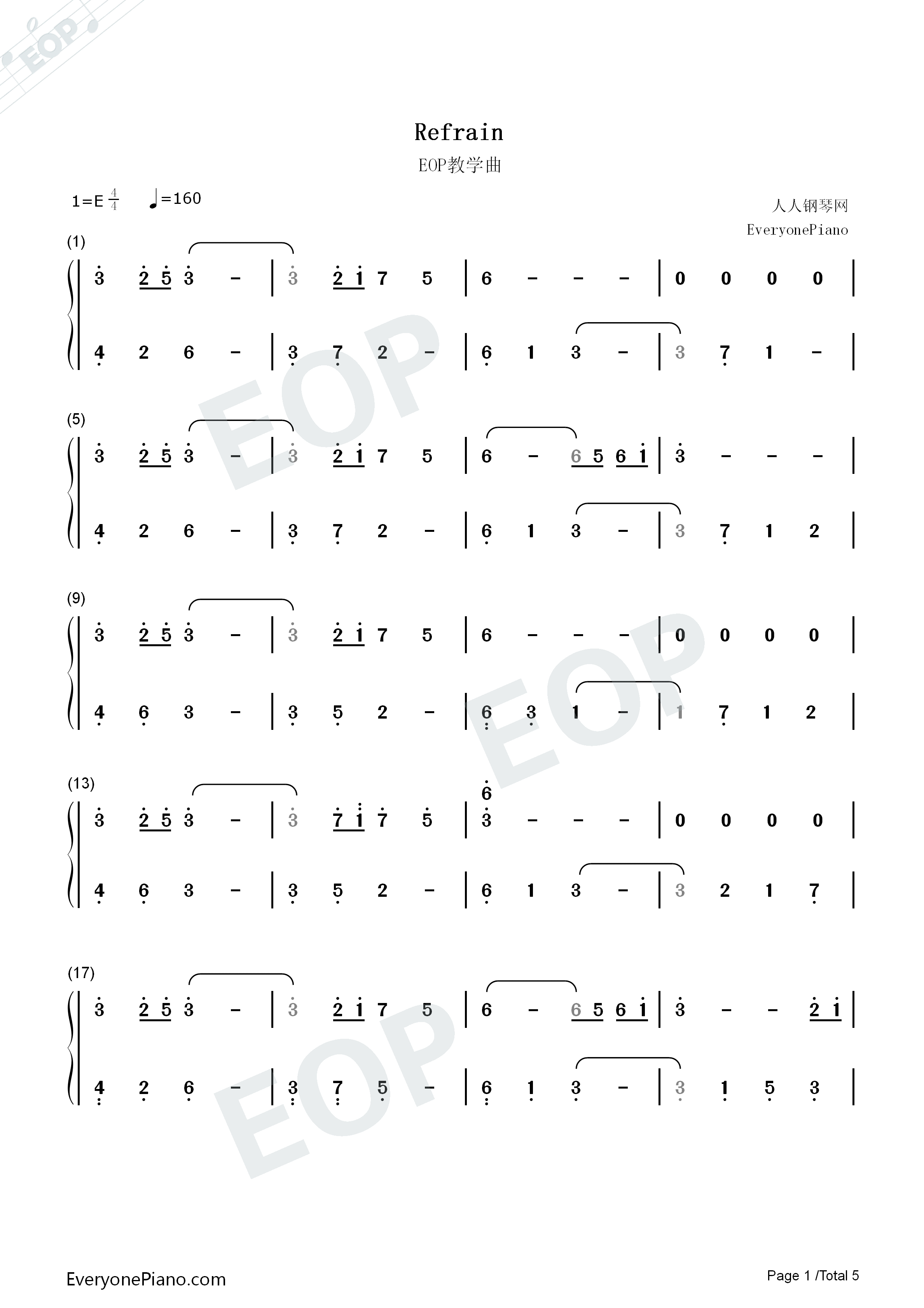 Refrain钢琴简谱_Anan_Ryok演唱