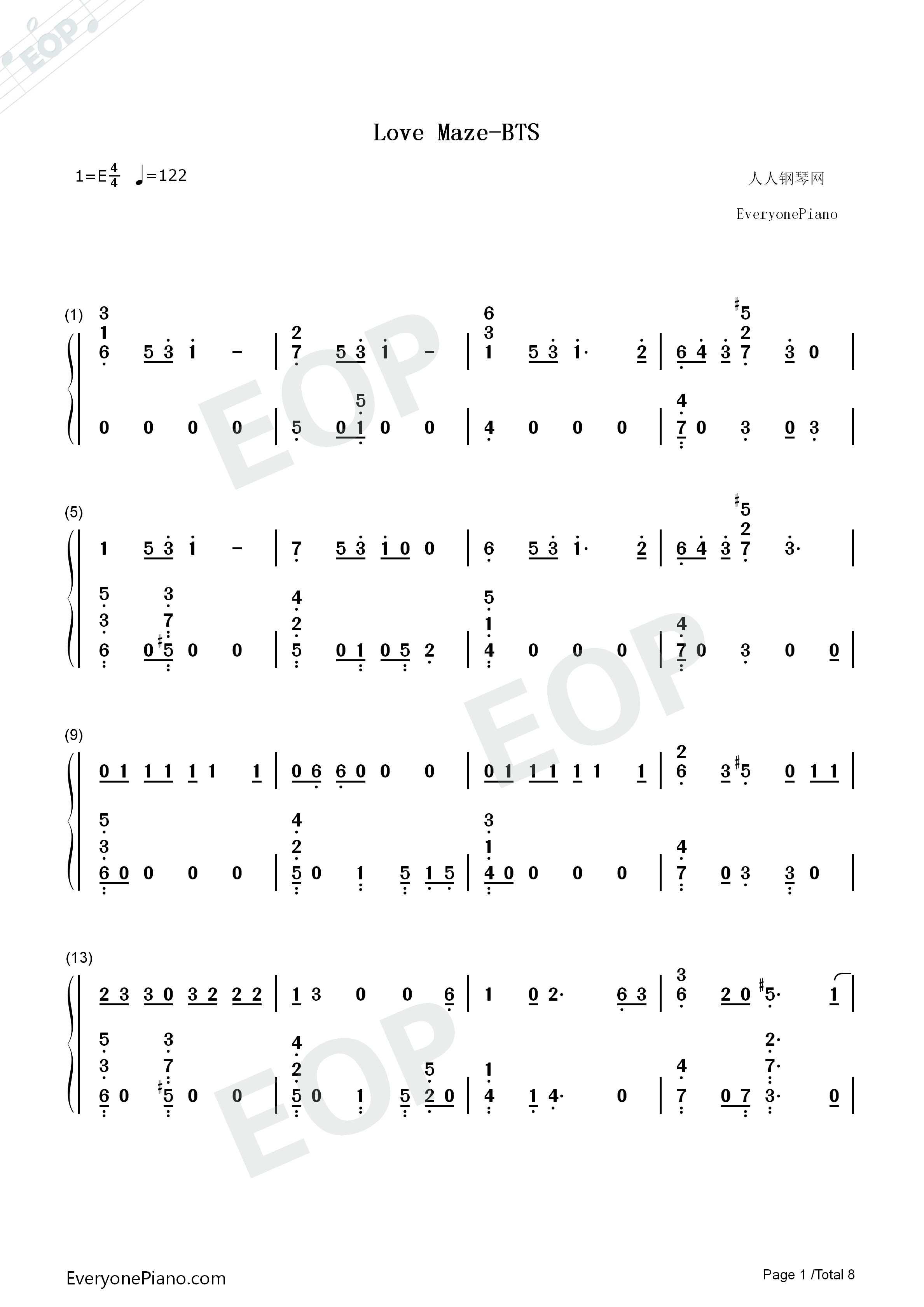 Love_Maze钢琴简谱_防弹少年团演唱