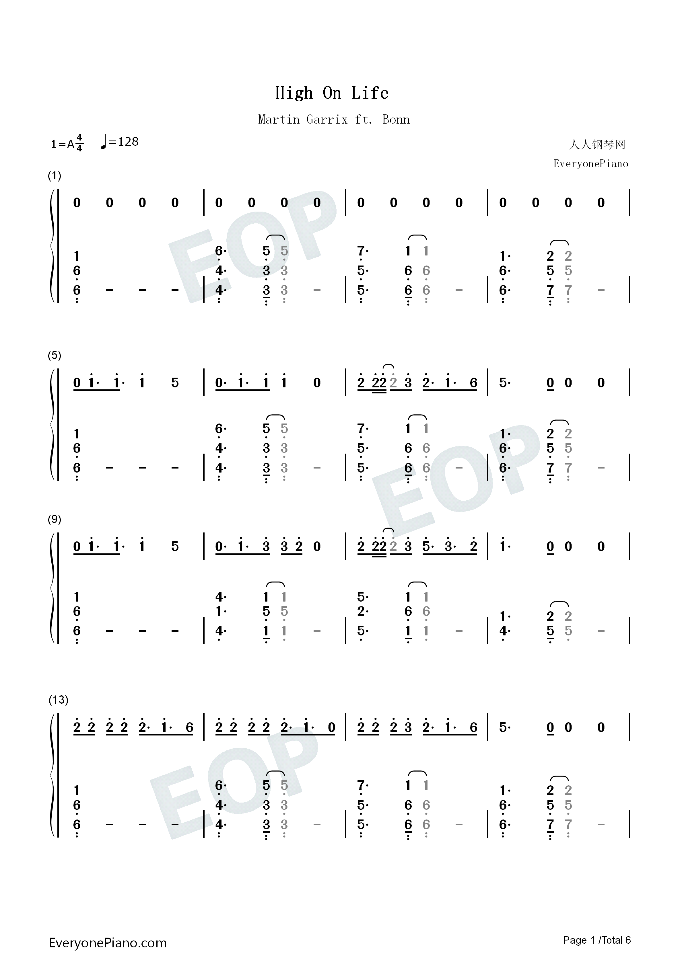 High_On_Life钢琴简谱_Martin_Garrix演唱