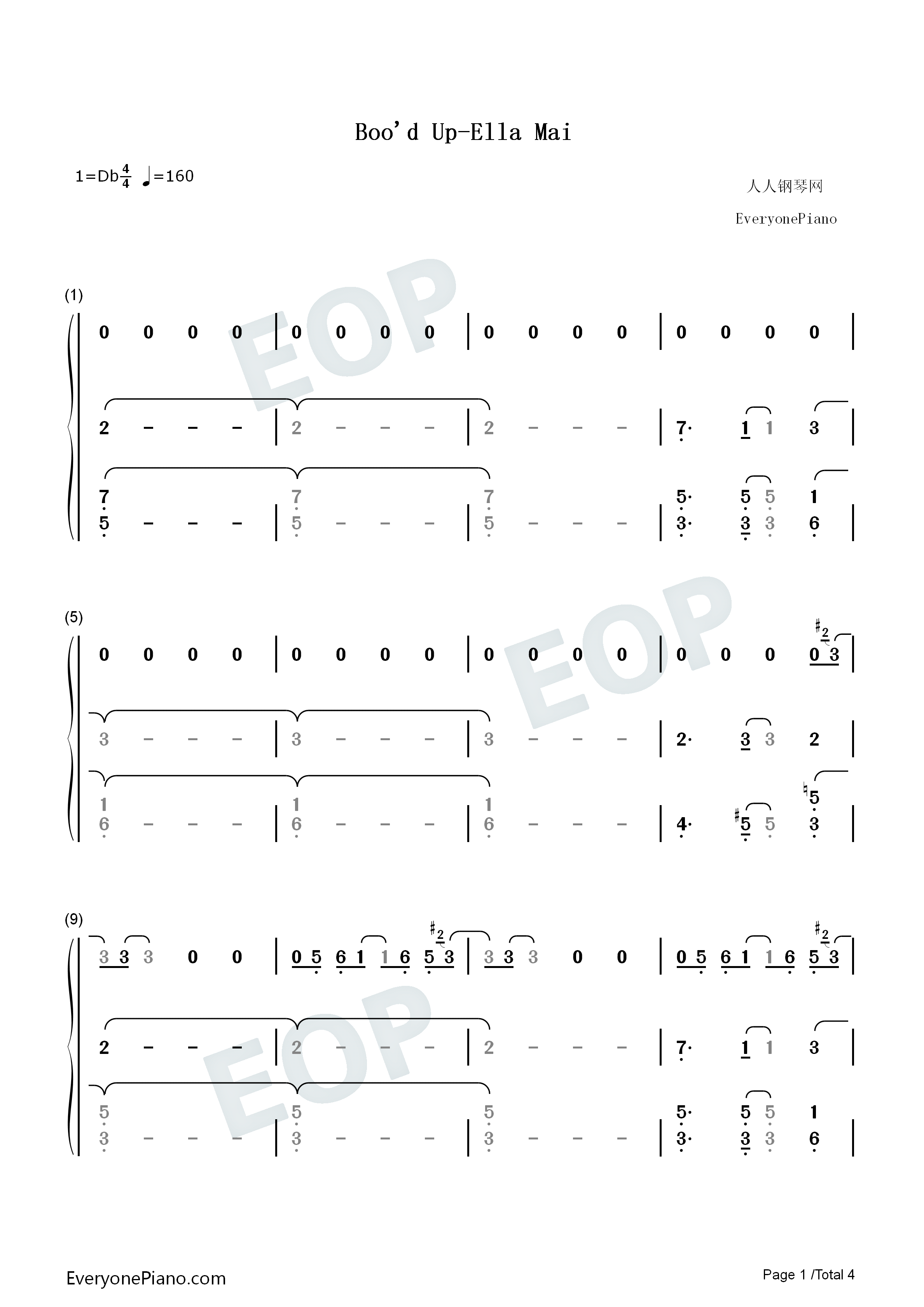 Boo'd_Up钢琴简谱_Ella_Mai演唱
