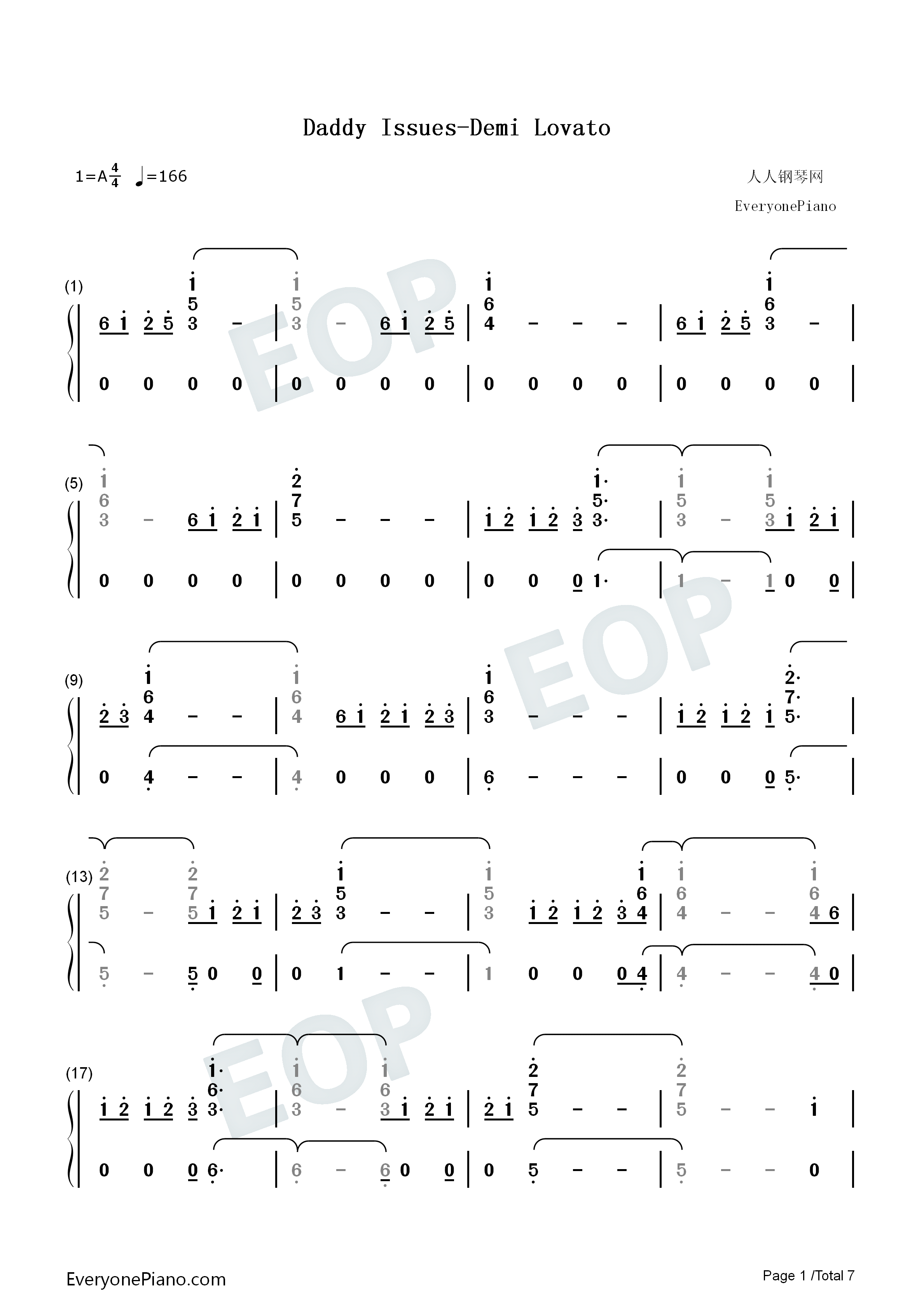 Daddy_Issues钢琴简谱_Demi_Lovato演唱