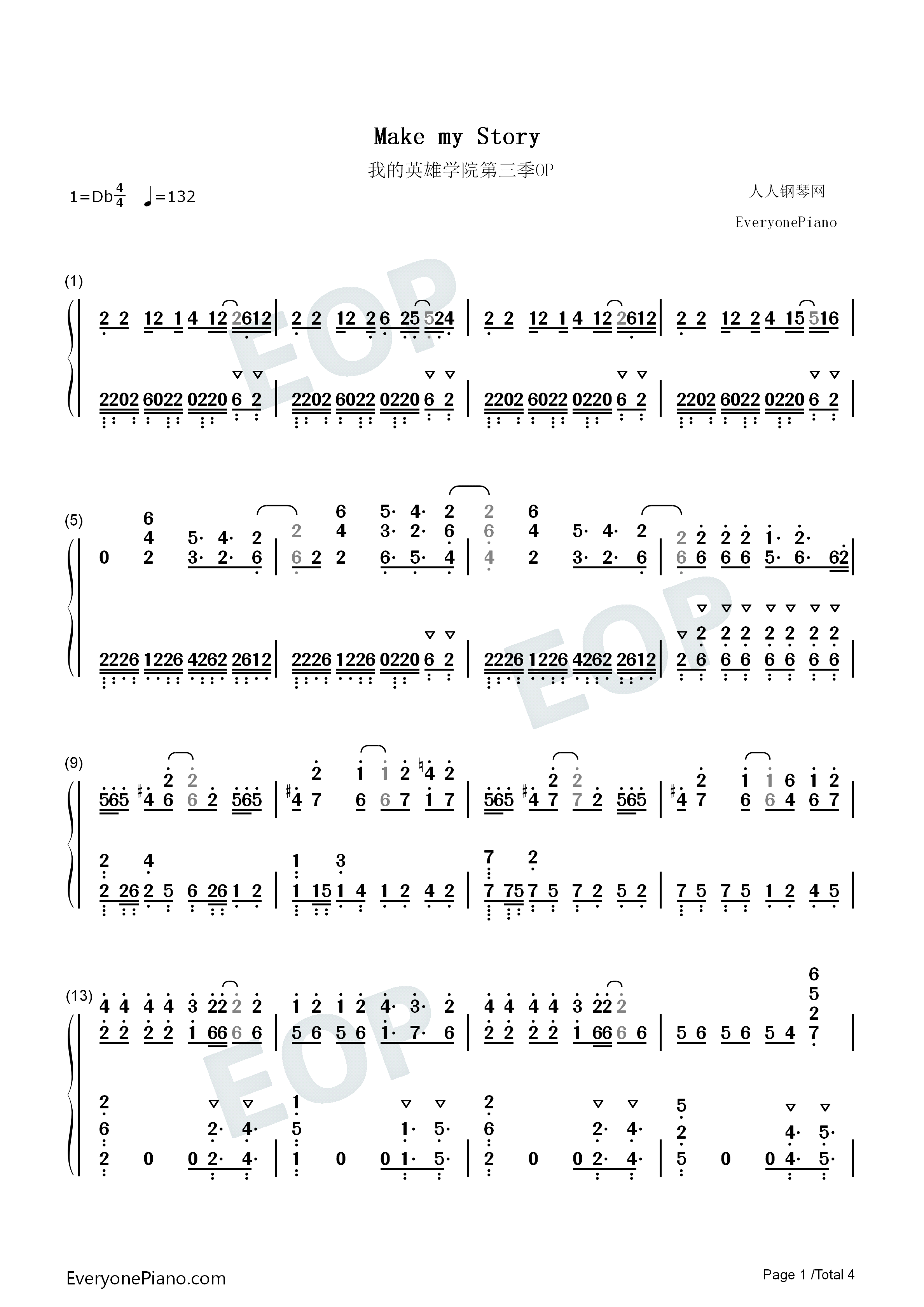 Make_my_Story钢琴简谱_Lenny_Code_Fiction演唱