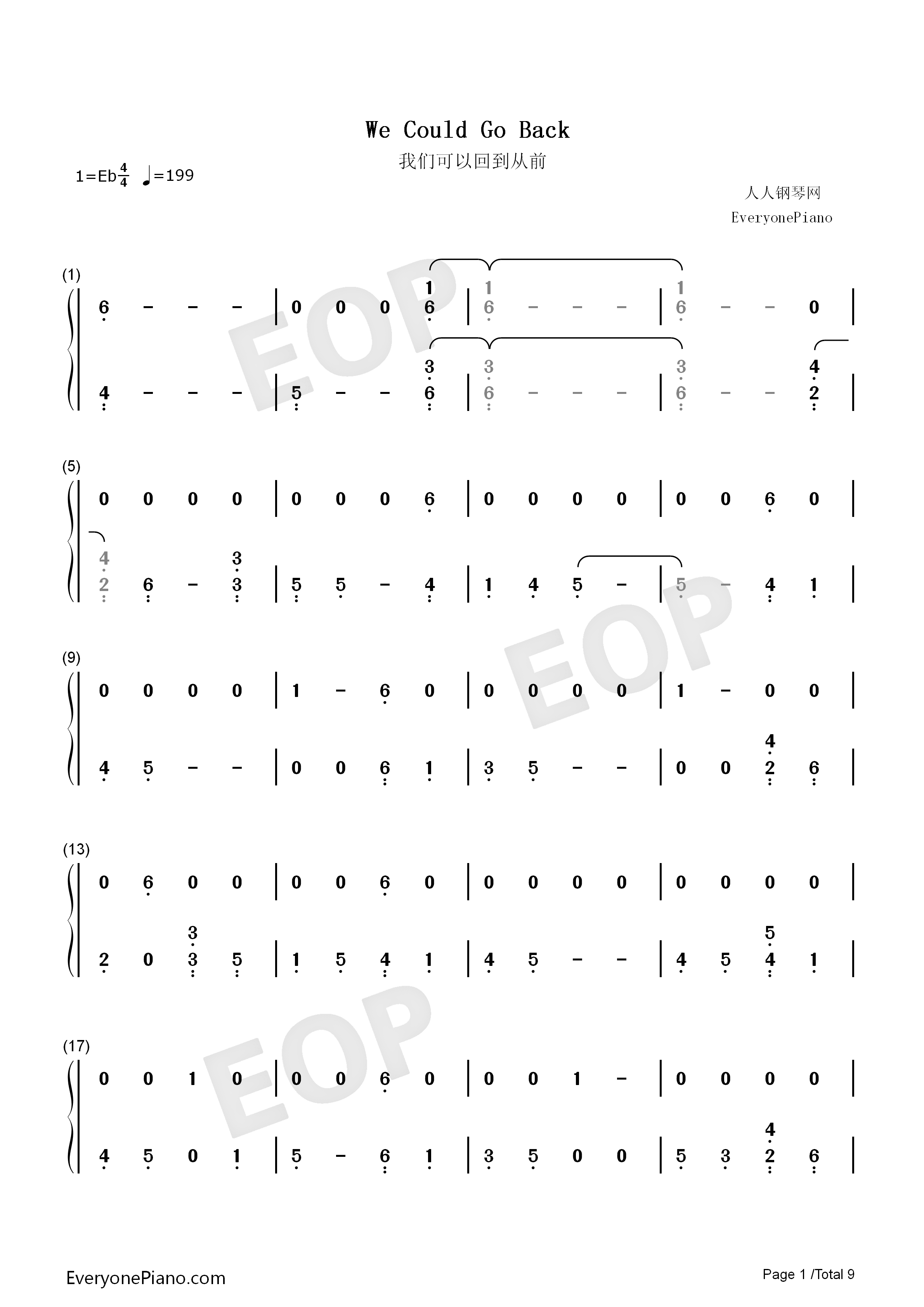 We_Could_Go_Back钢琴简谱_Jonas_Blue演唱