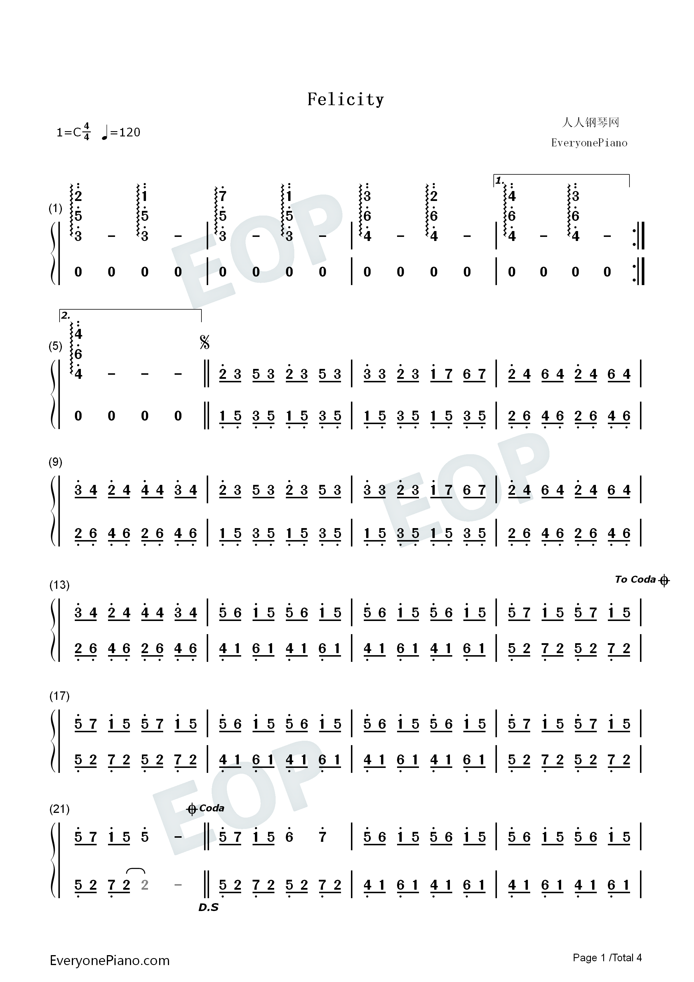 Felicity钢琴简谱_Isaac_Shepard演唱