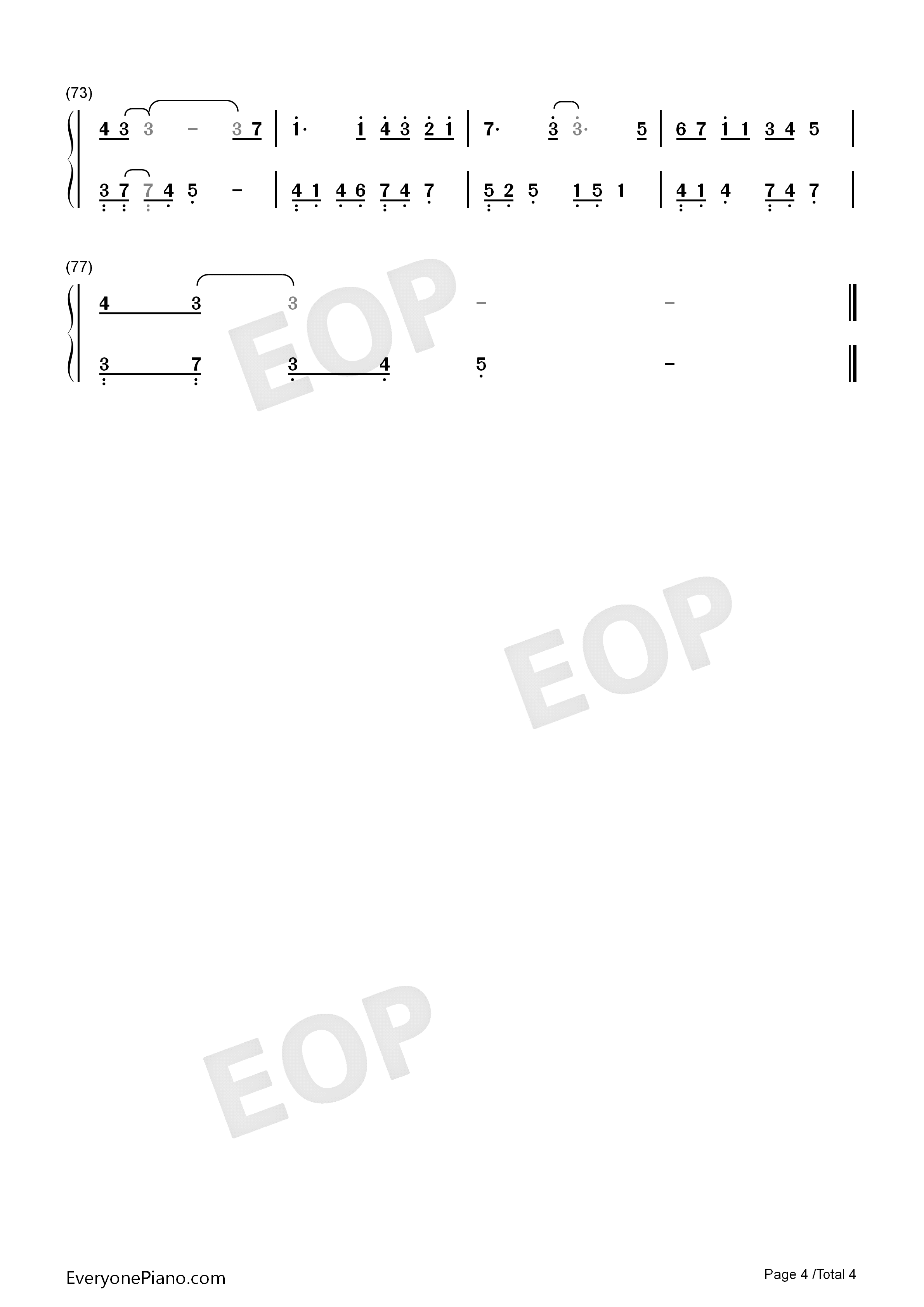 懂了就懂了钢琴简谱_李荣浩_岳云鹏演唱