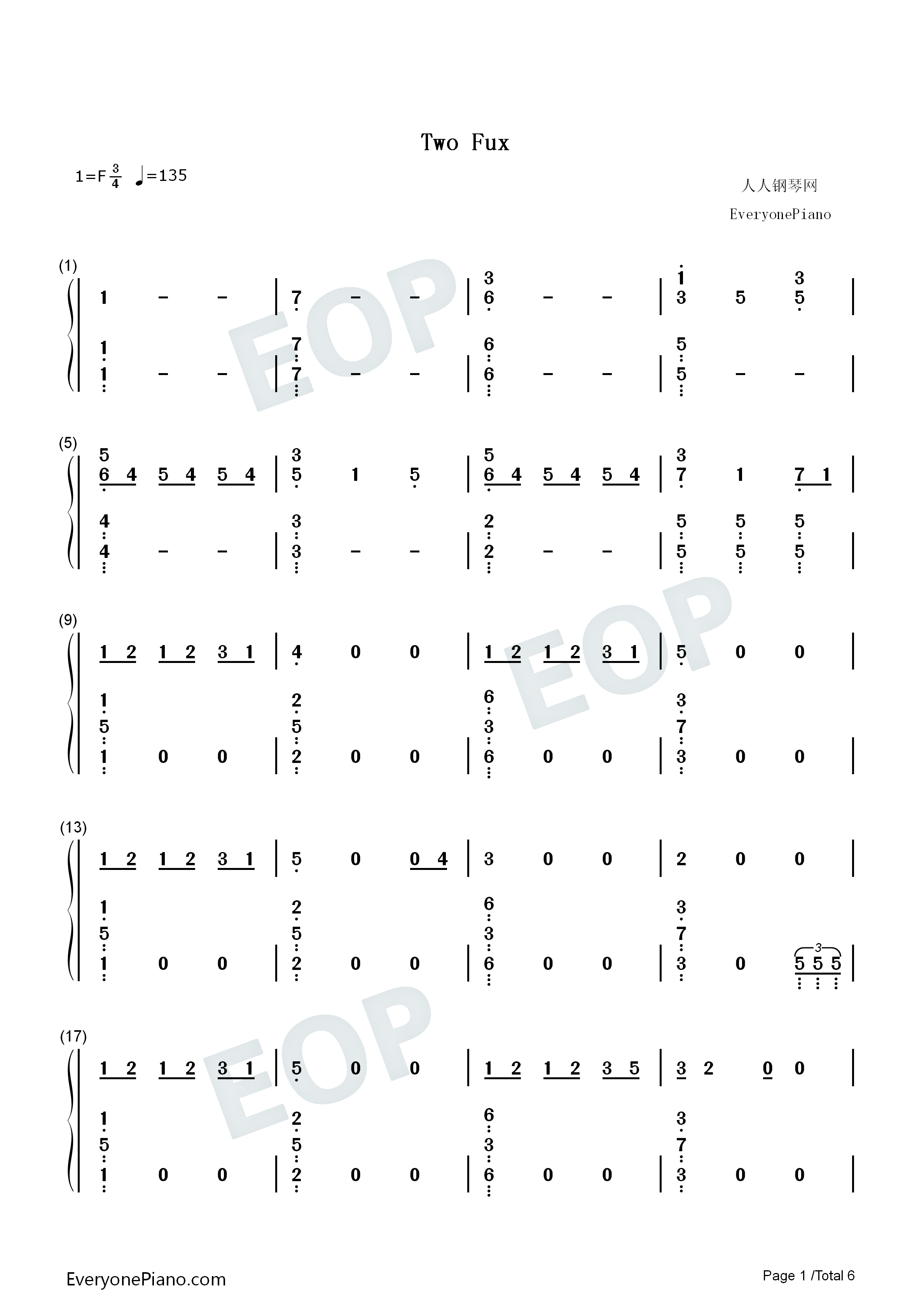 Two_Fux钢琴简谱_Adam_Lambert演唱