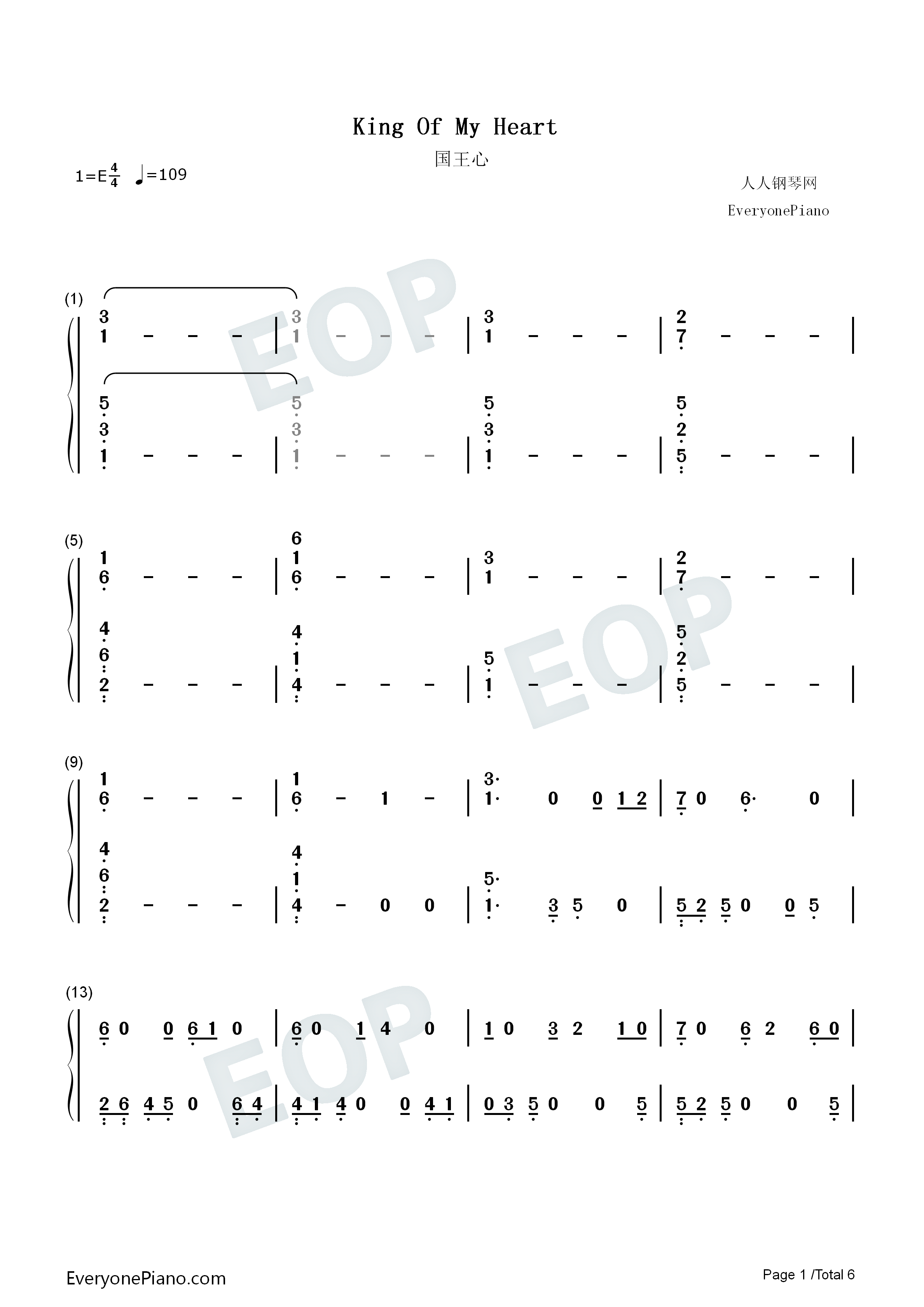 King_of_My_Heart钢琴简谱_Taylor_Swift演唱