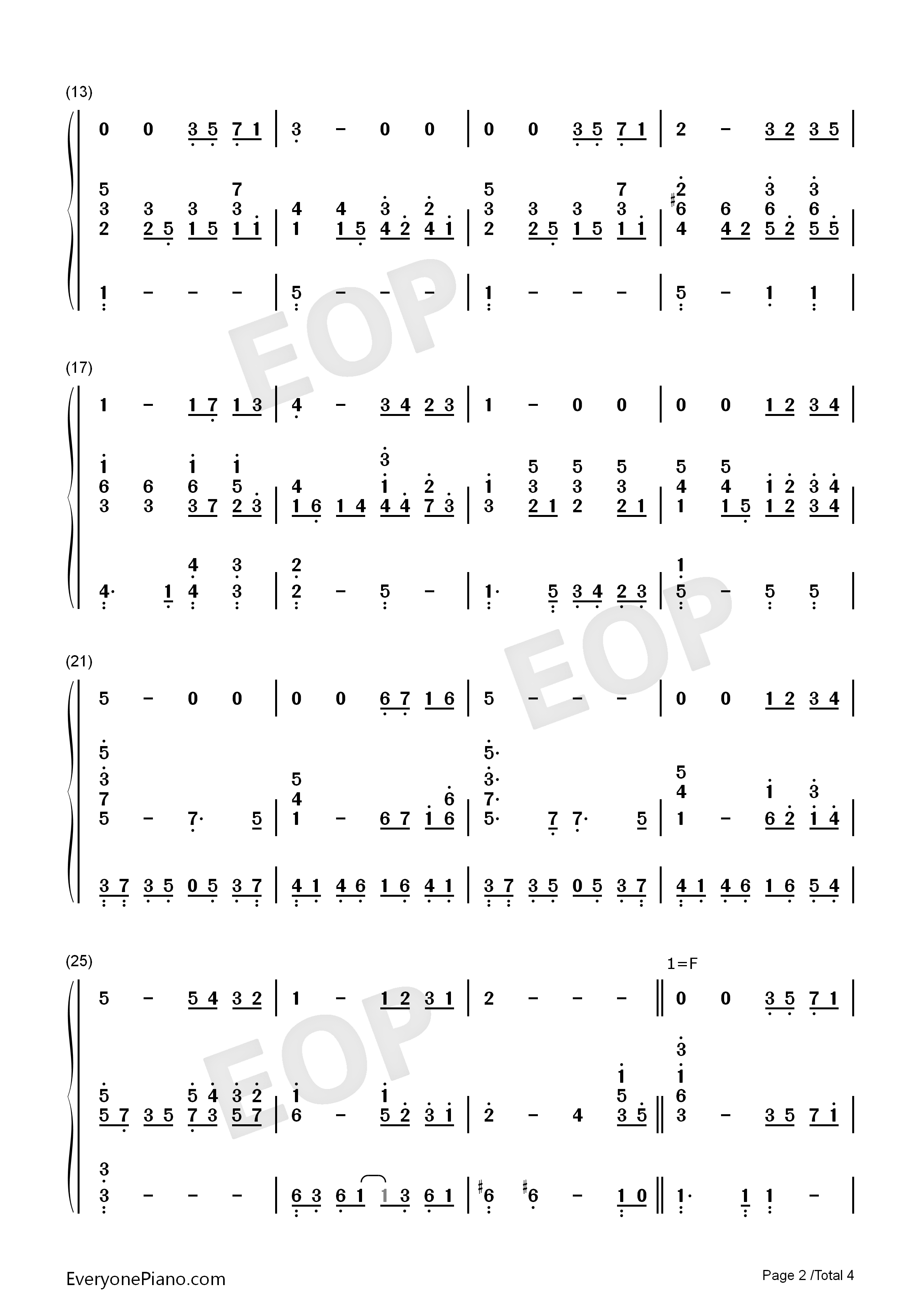 Beauty_and_the_Beast钢琴简谱_席琳狄翁演唱